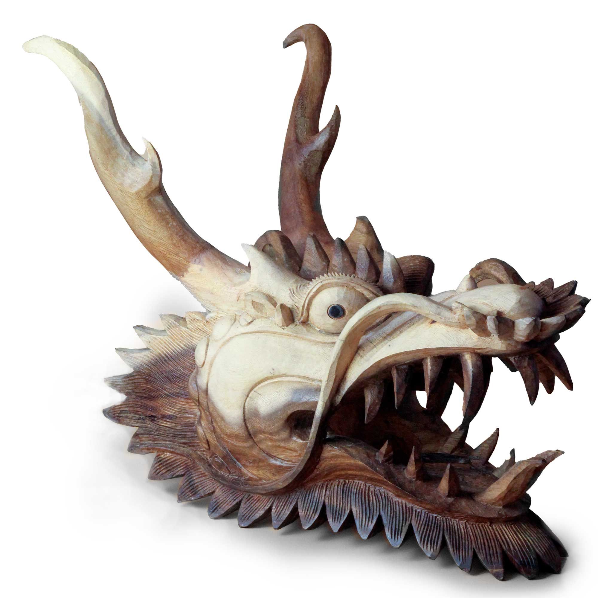 Live Size Dragon Head Carving - 30cm - Image 3