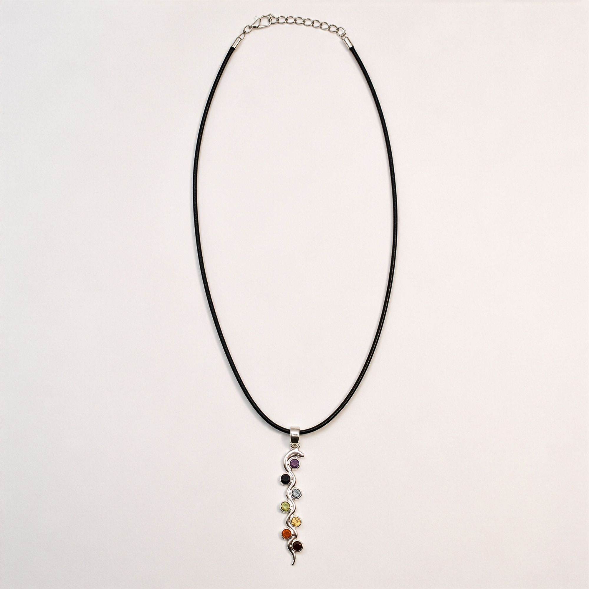 Indian Devotional Pendant - Silver Plated (45cm Cord)- Snake Chakra - Image 2