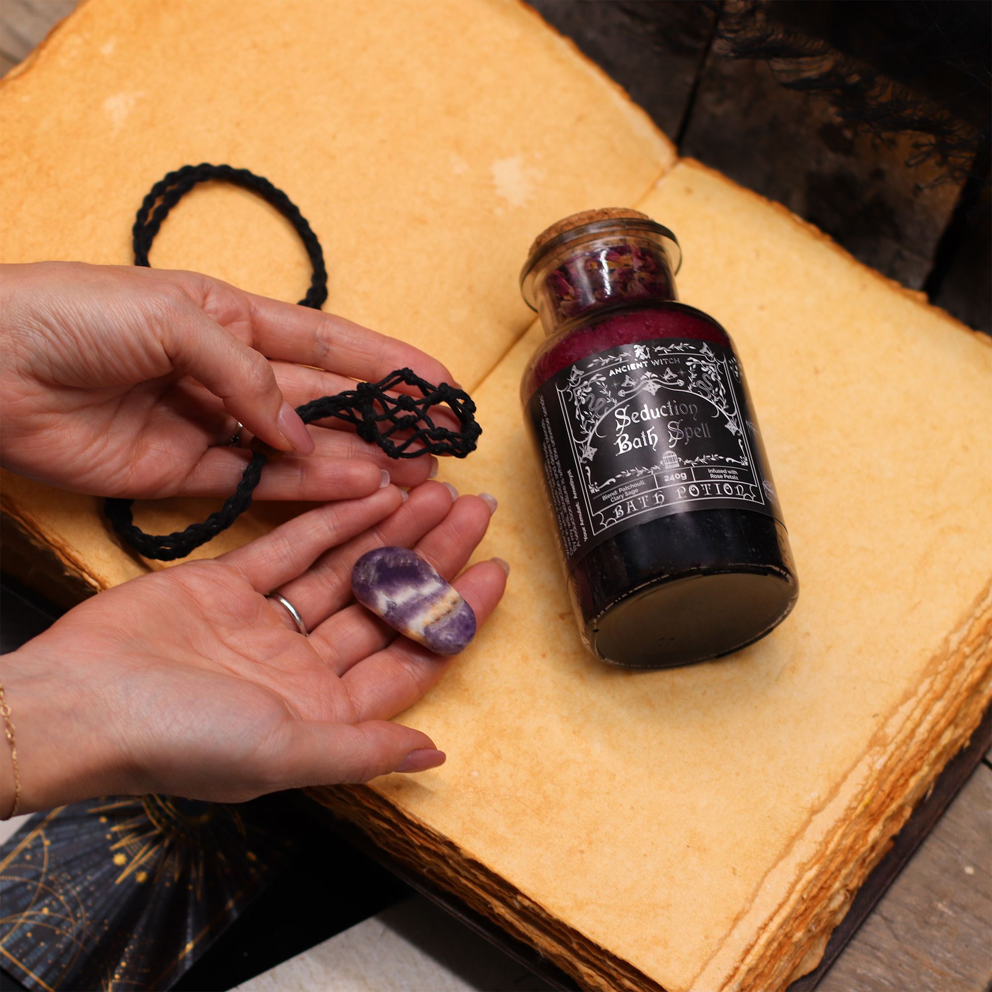 Ancient Witch Bath Spell Potion & Rock Crystal Amulet - Cleansing - Image 6