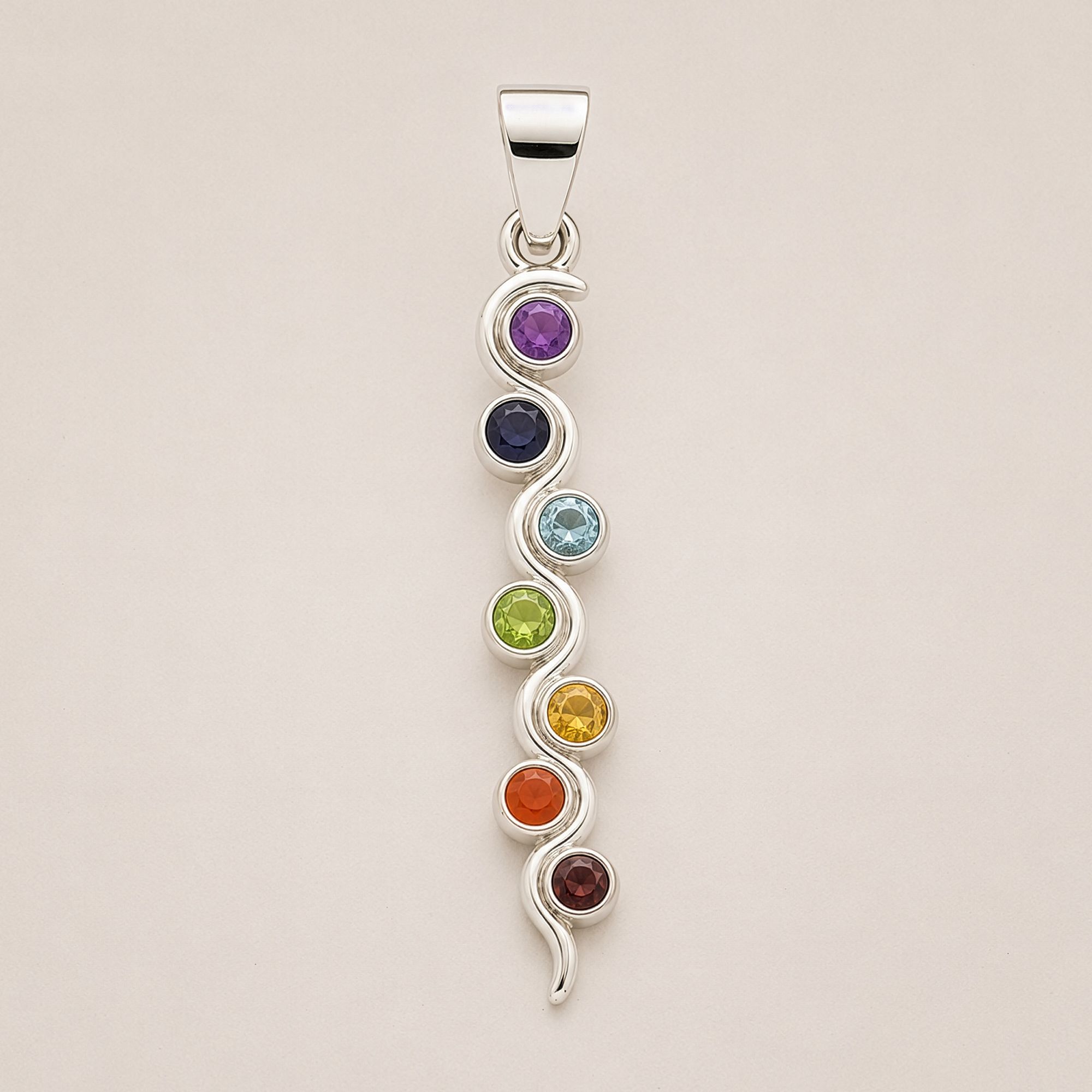 Indian Devotional Pendant - Silver Plated (45cm Cord)- Snake Chakra - Image 3