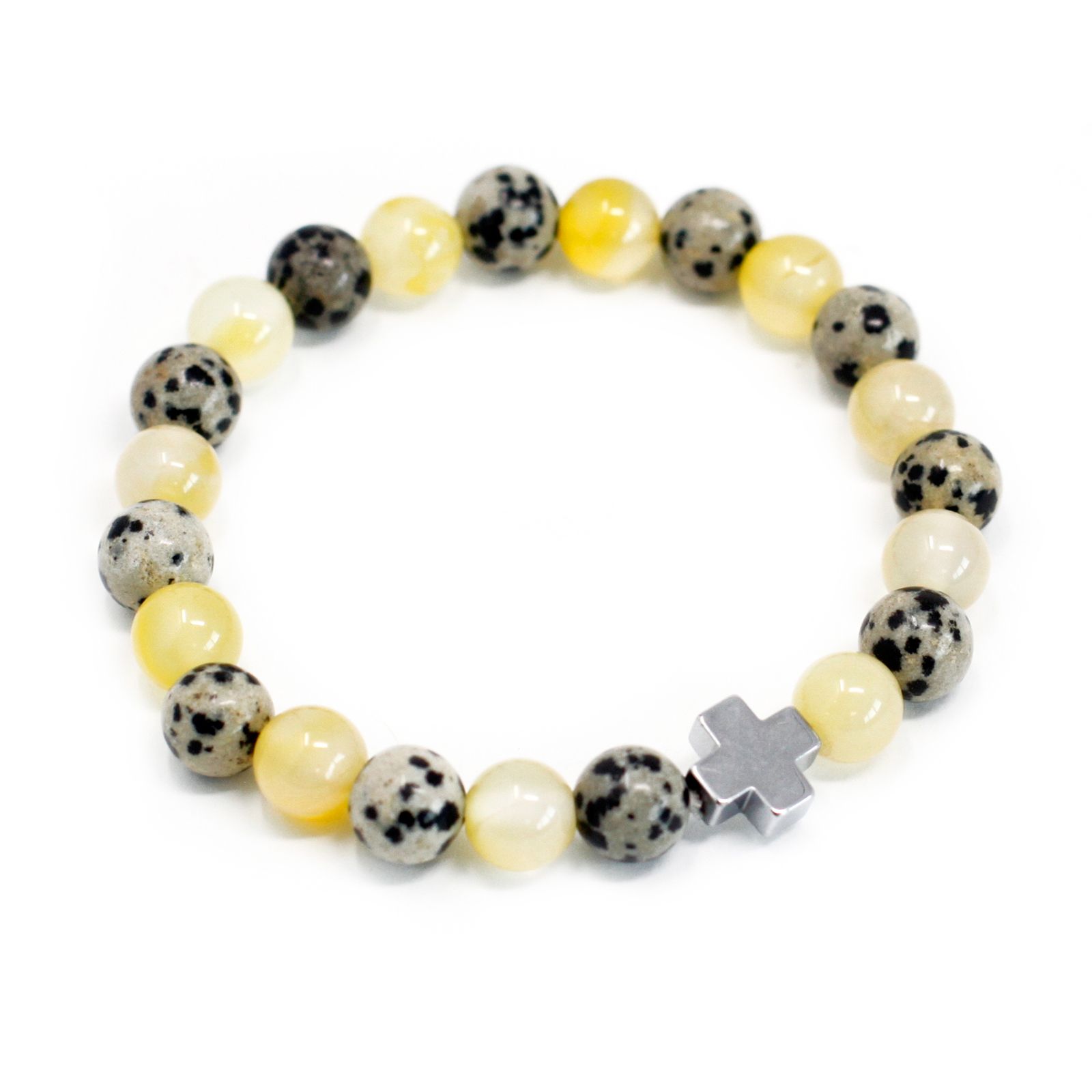 Set of 2 Gemstones Friendship Bracelets - Protection - Dalmatian Jasper & Yellow Agate - Image 2