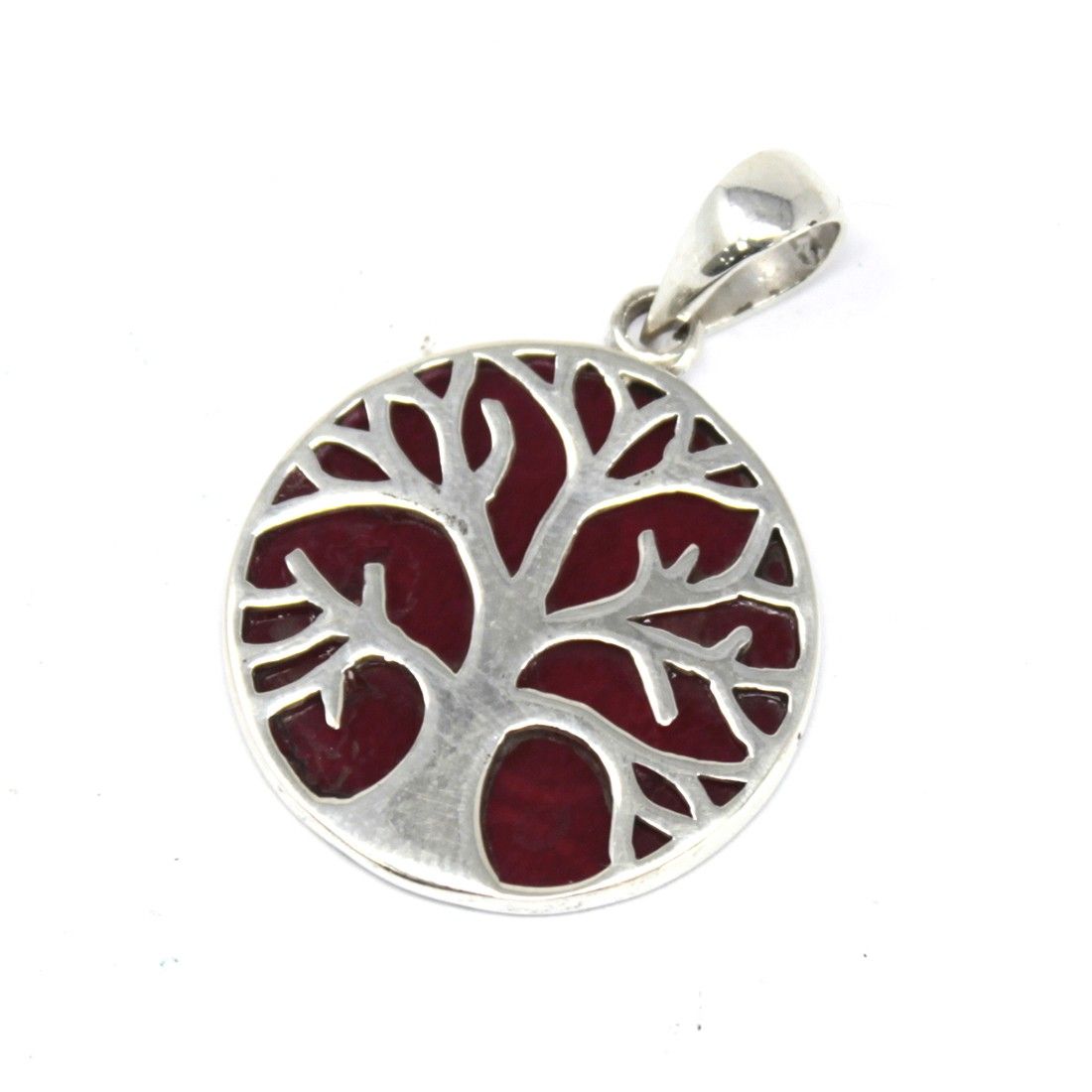 Tree of Life Silver Pendant 22mm - Coral Effect - Image 2