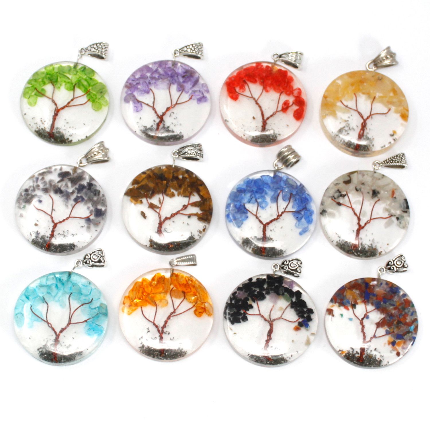 Orgonite Power Pendant - Round Amethyst Tree (mix) - Image 4