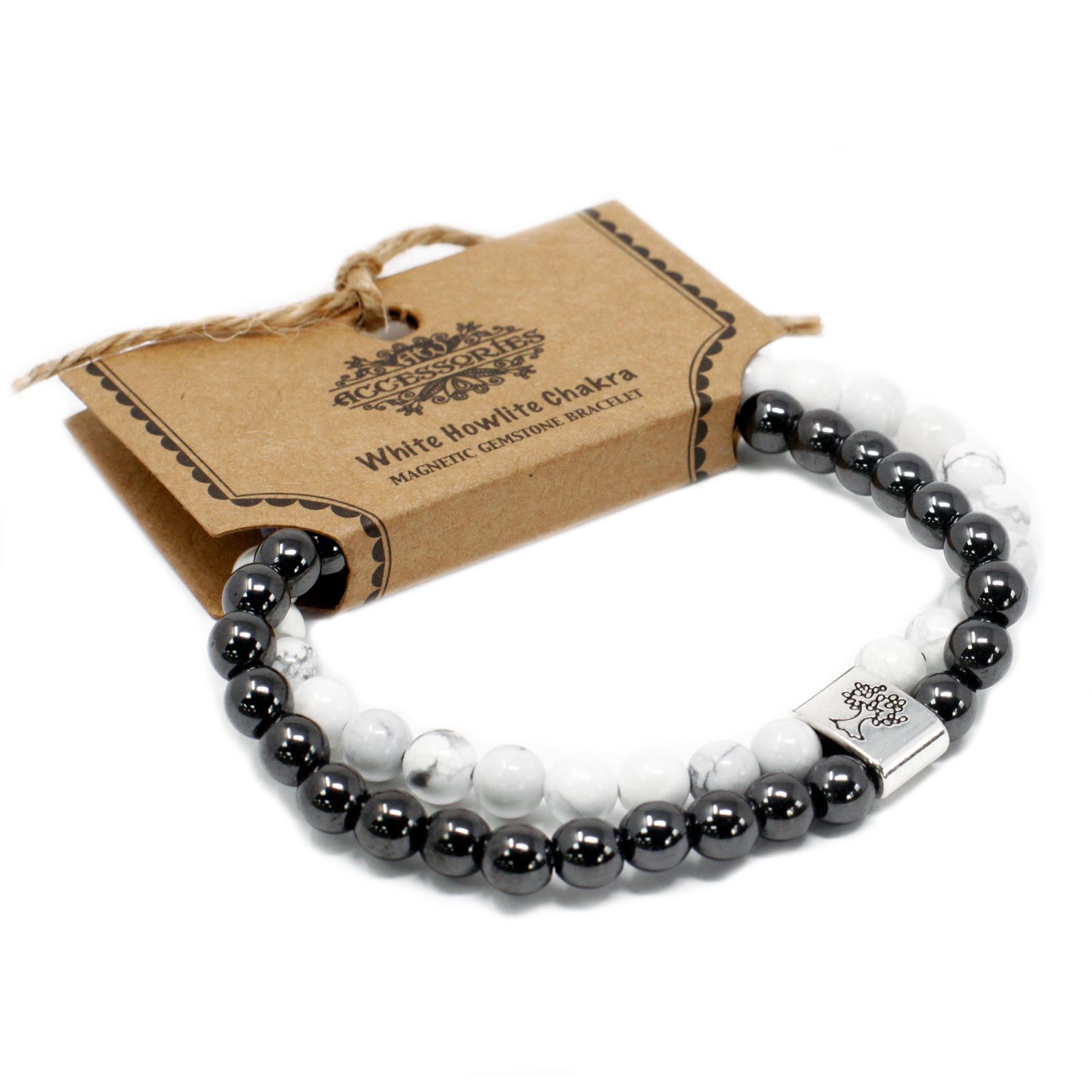 Magnetic Gemstone Bracelet - White Howlite Chakra - Image 2