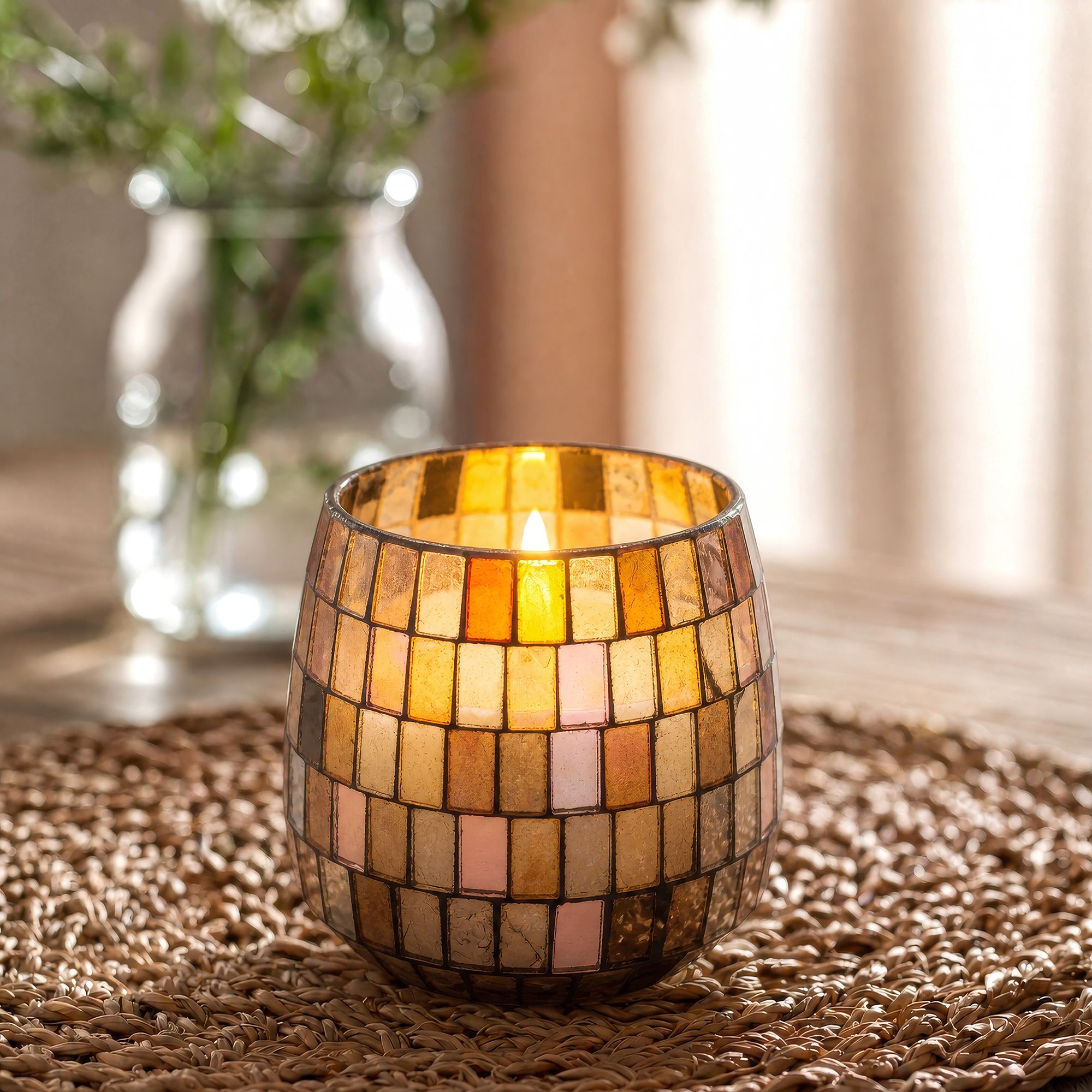 Medium Glass Jar Candles - Amber Mosaic - Image 5