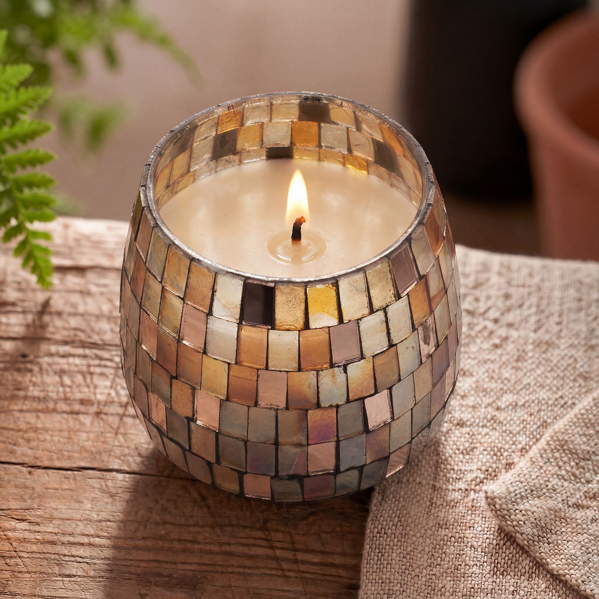 Medium Glass Jar Candles - Amber Mosaic - Image 2