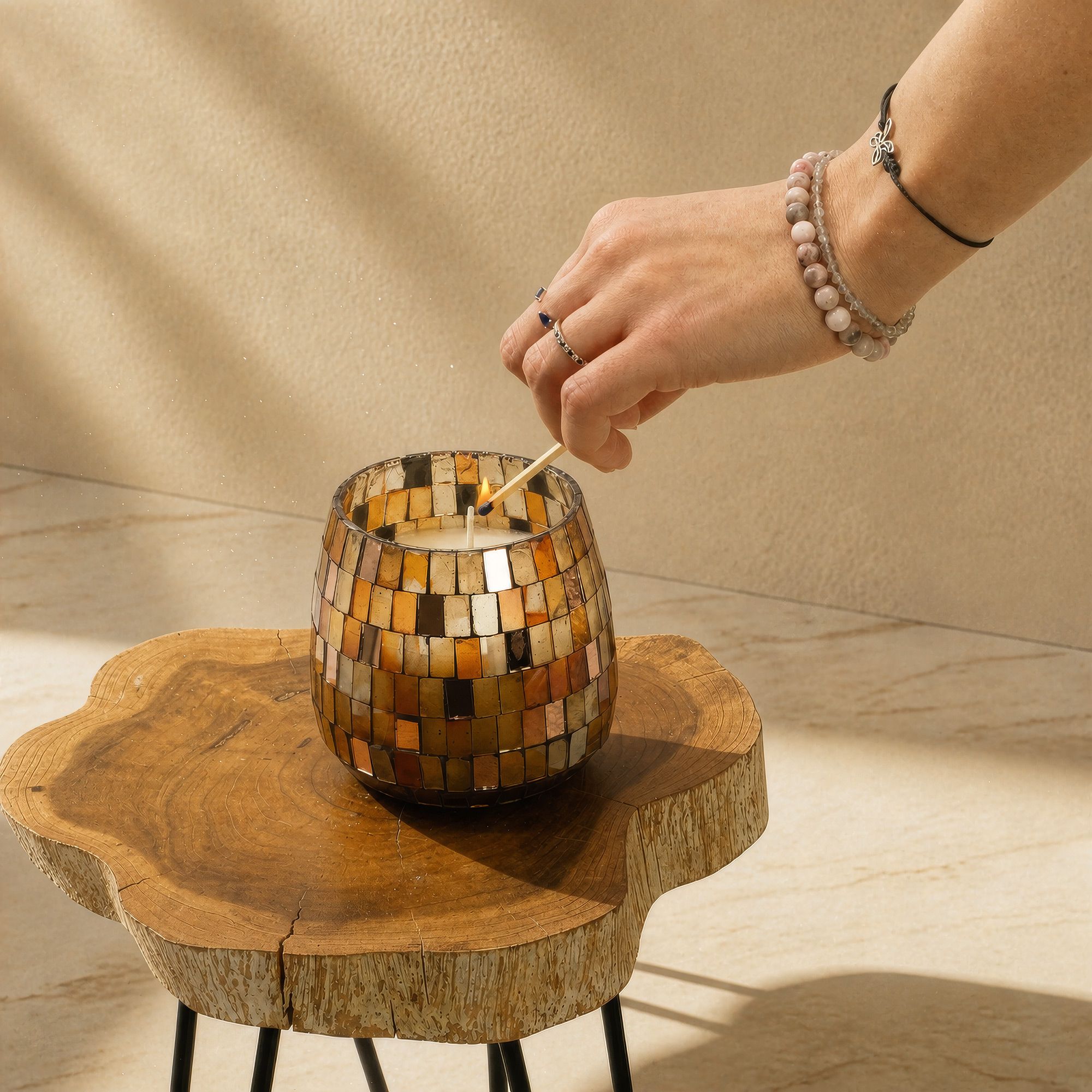 Medium Glass Jar Candles - Amber Mosaic - Image 3