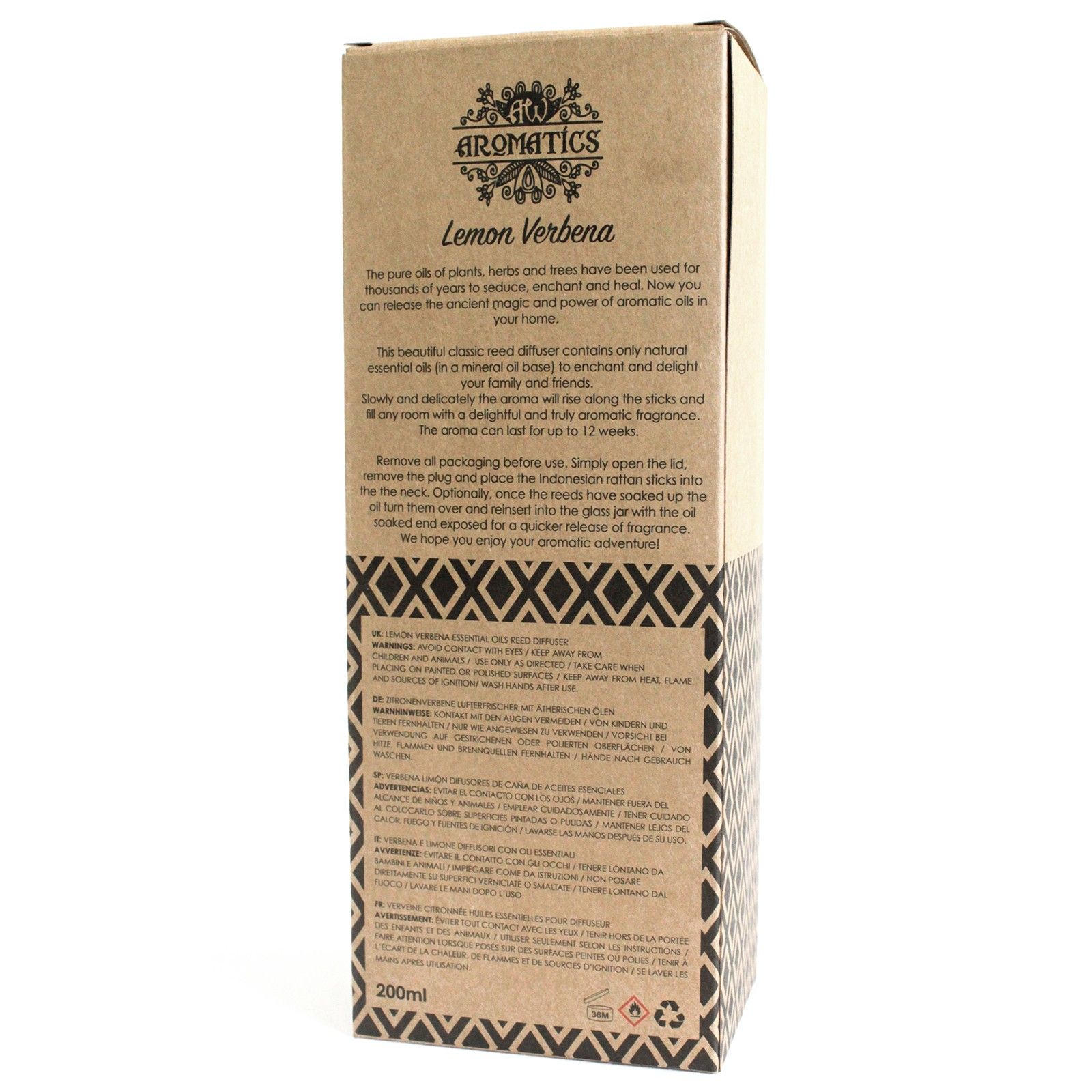 200ml Lemon Verbena Essential Oil Reed Diffuser - Image 3