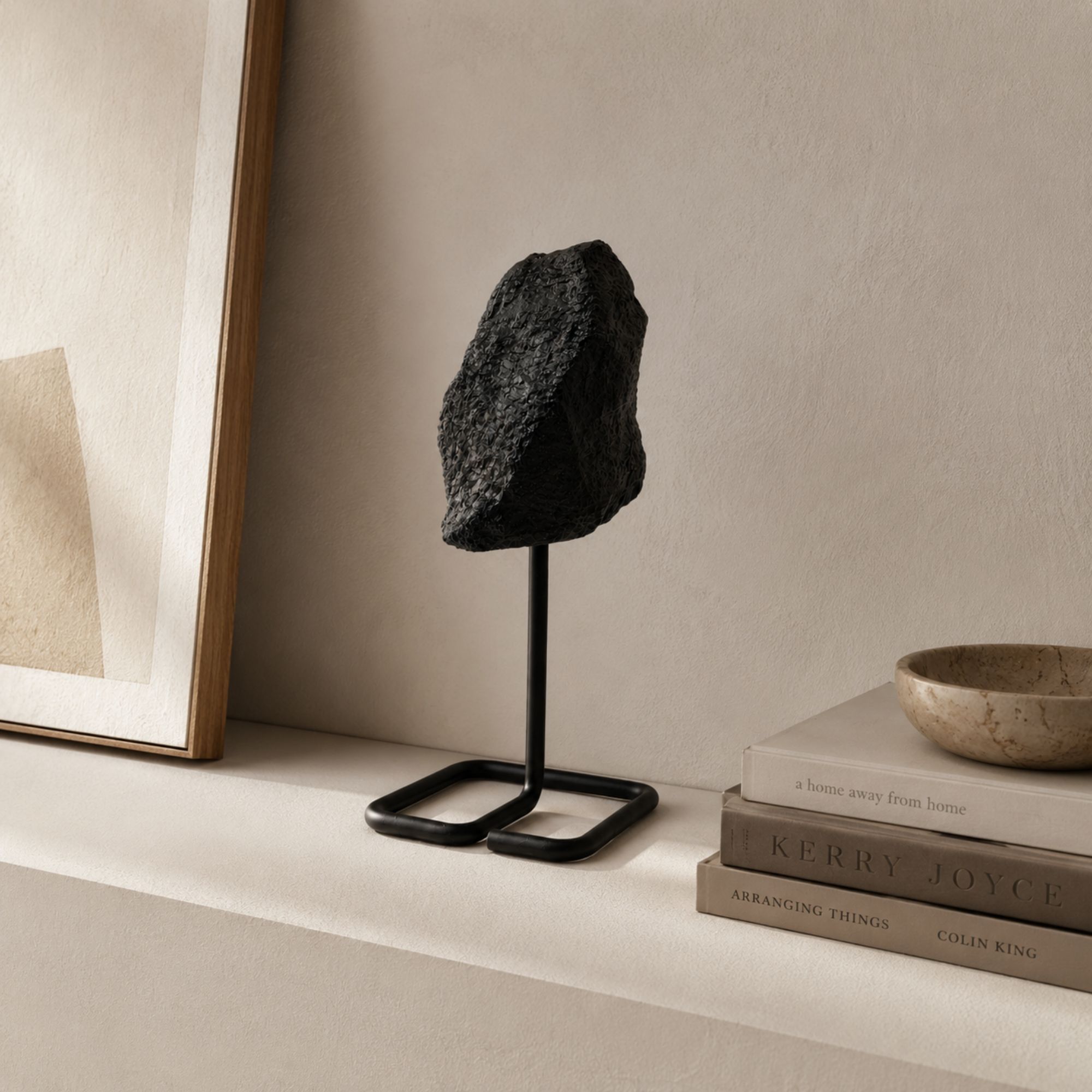 Mineral Specimen on Metal Stand - Black Tourmaline - Image 2