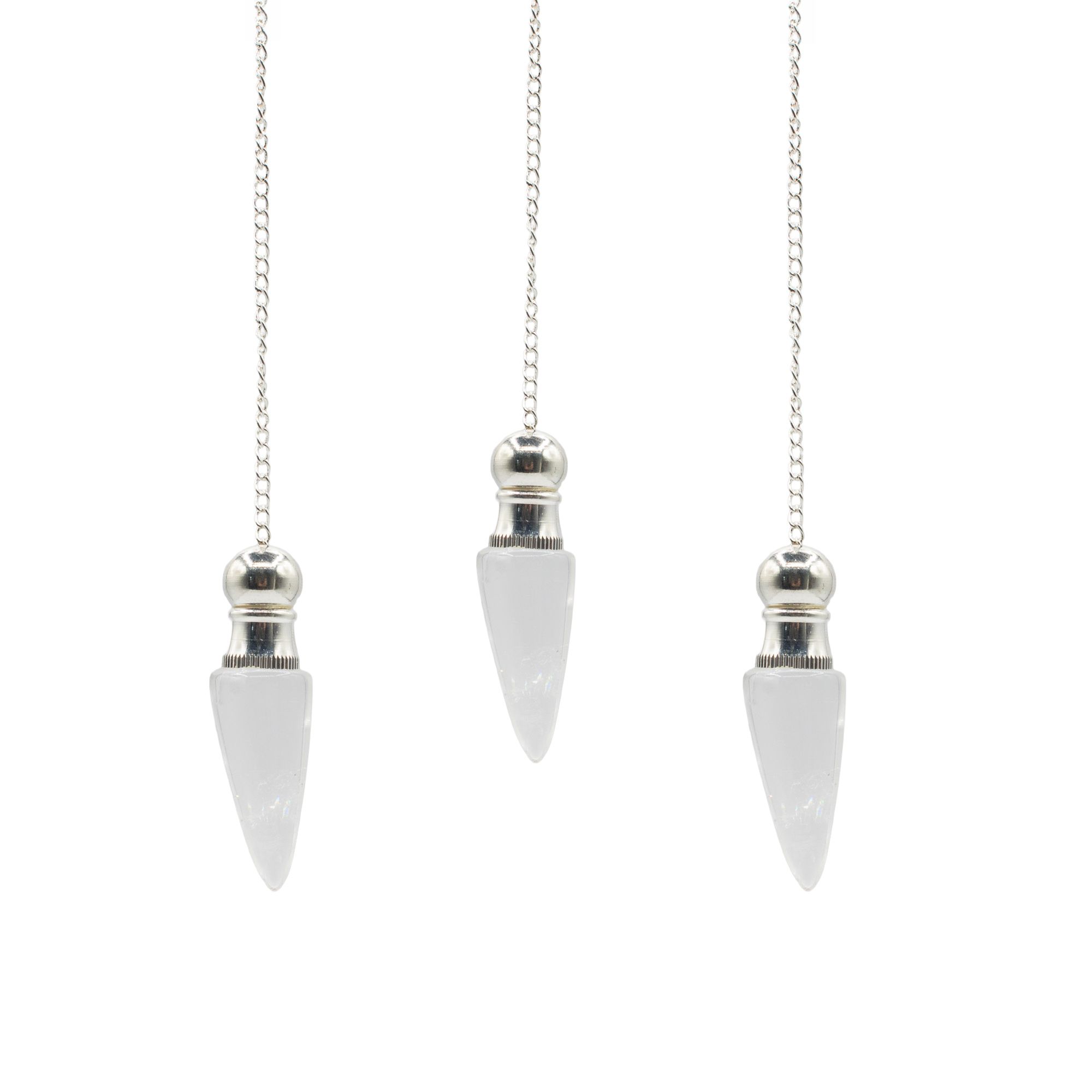 Secret Cavity Discovery of Truth Pendulum - Clear Quartz - Silver Plated