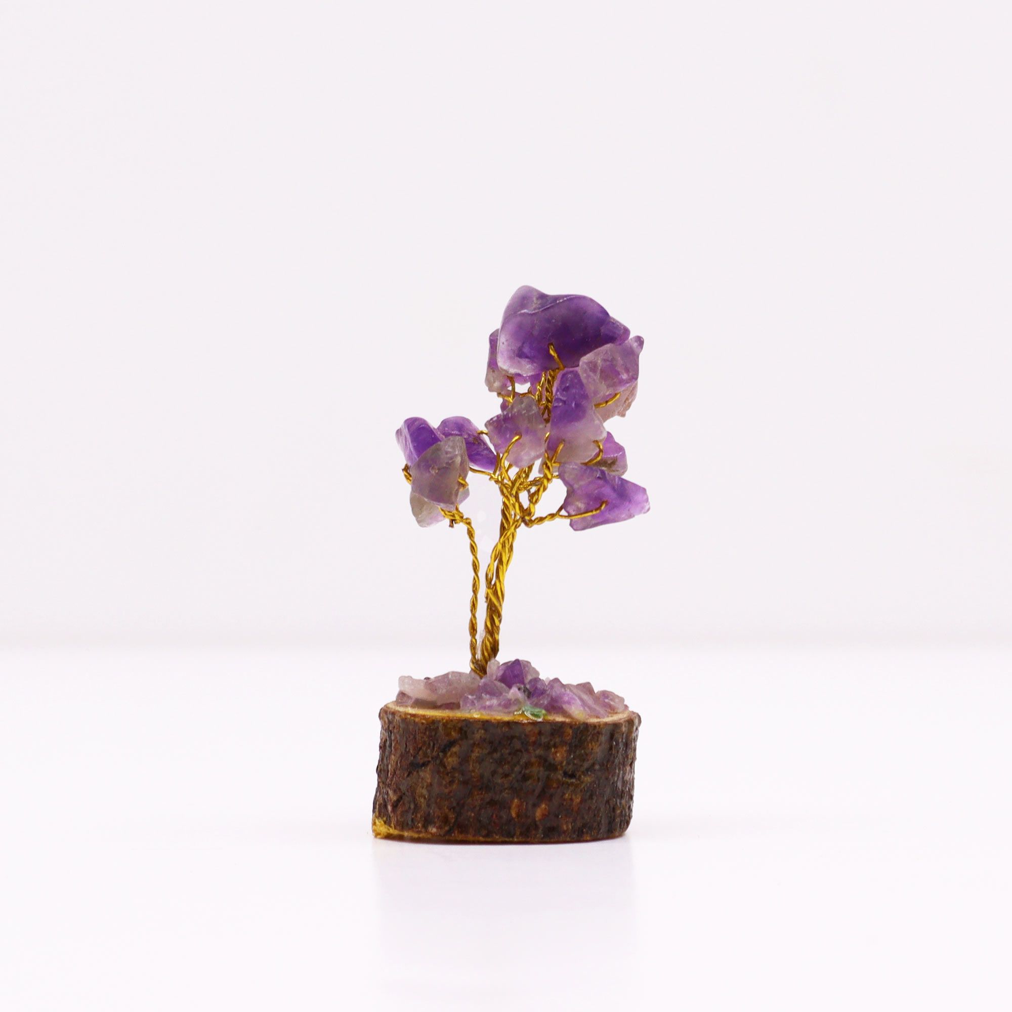 Mini Gemstone Tree On Wood Base - Amethyst (15 stones) - Image 2