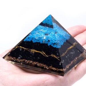 Orgonite Pyramid - Turqoise and Black Tourmaline - 70 mm