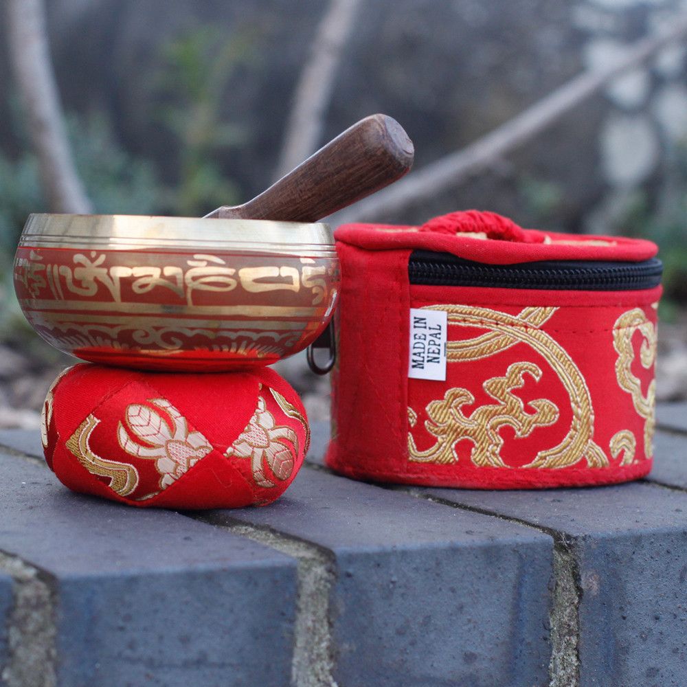 Mini Singing Bowl Gift Set - Red - Image 2