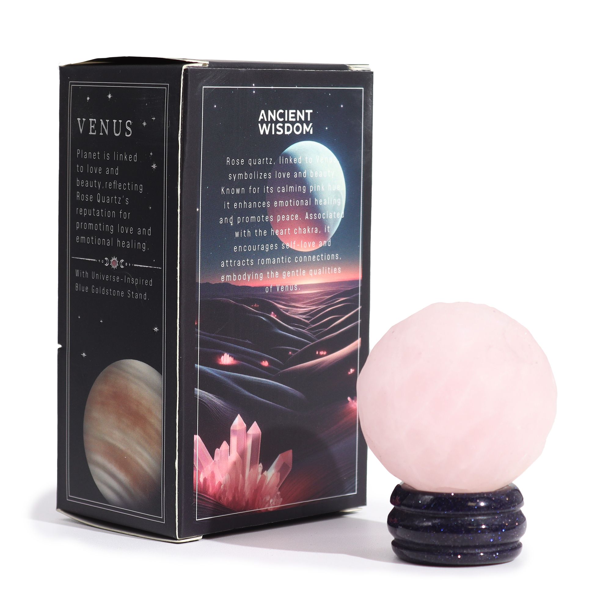 Rose Quartz Planet on a Sola Goldstone Stand (VENUS) - Image 6