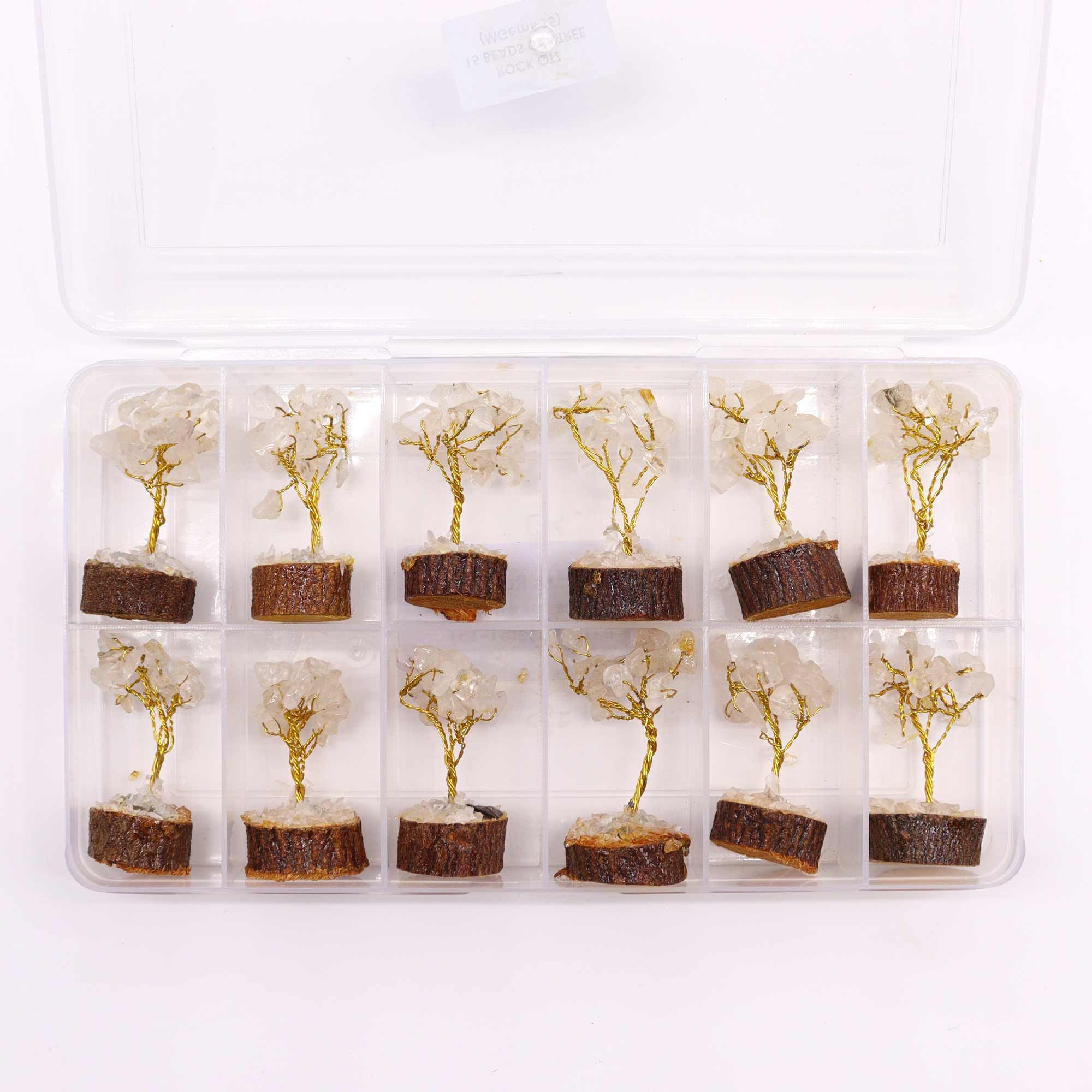Mini Gemstone Tree On Wood Base - Rock Quartz (15 stones) - Image 6