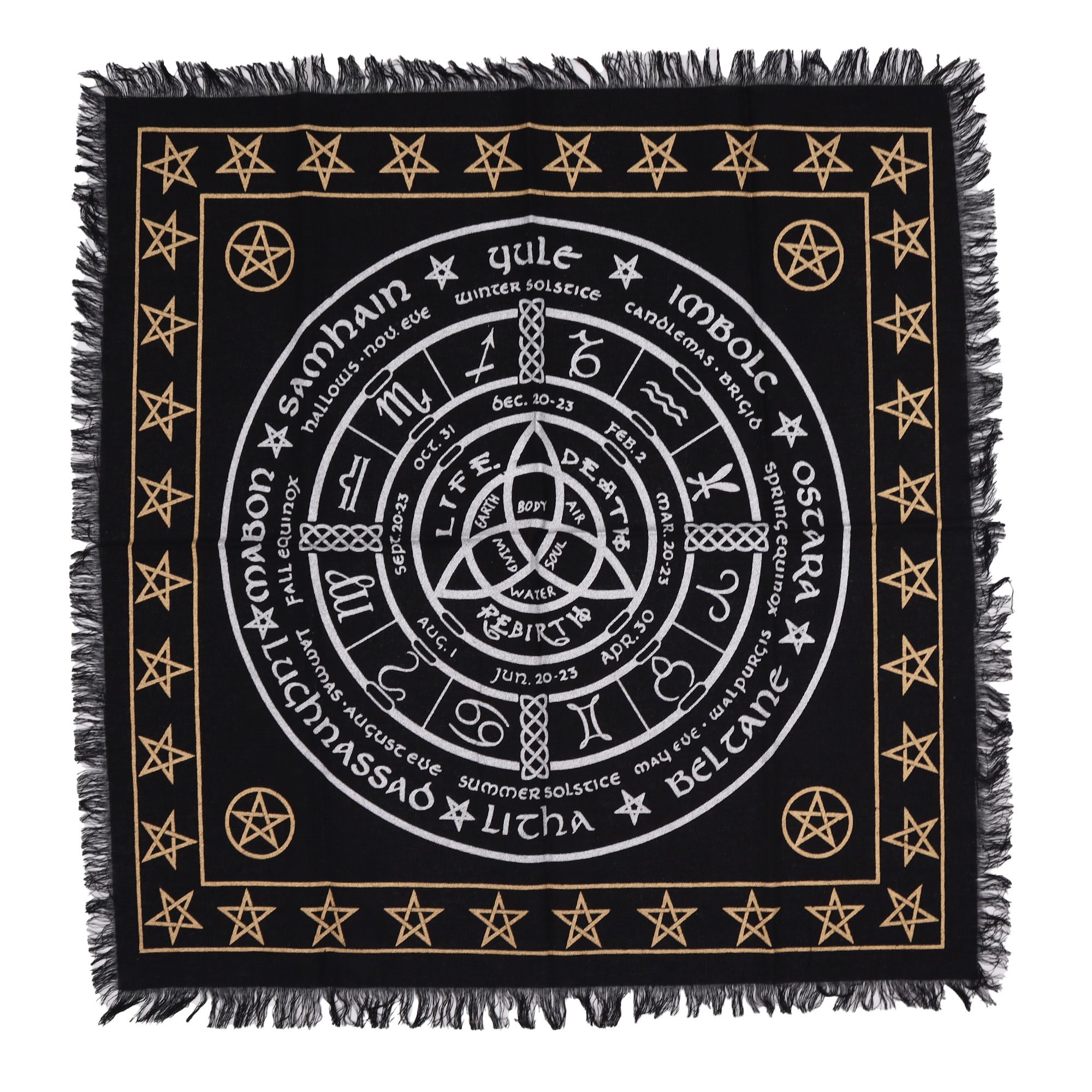 Esoteric Fringed Altar Cloth - Life Death Rebirth - Image 4