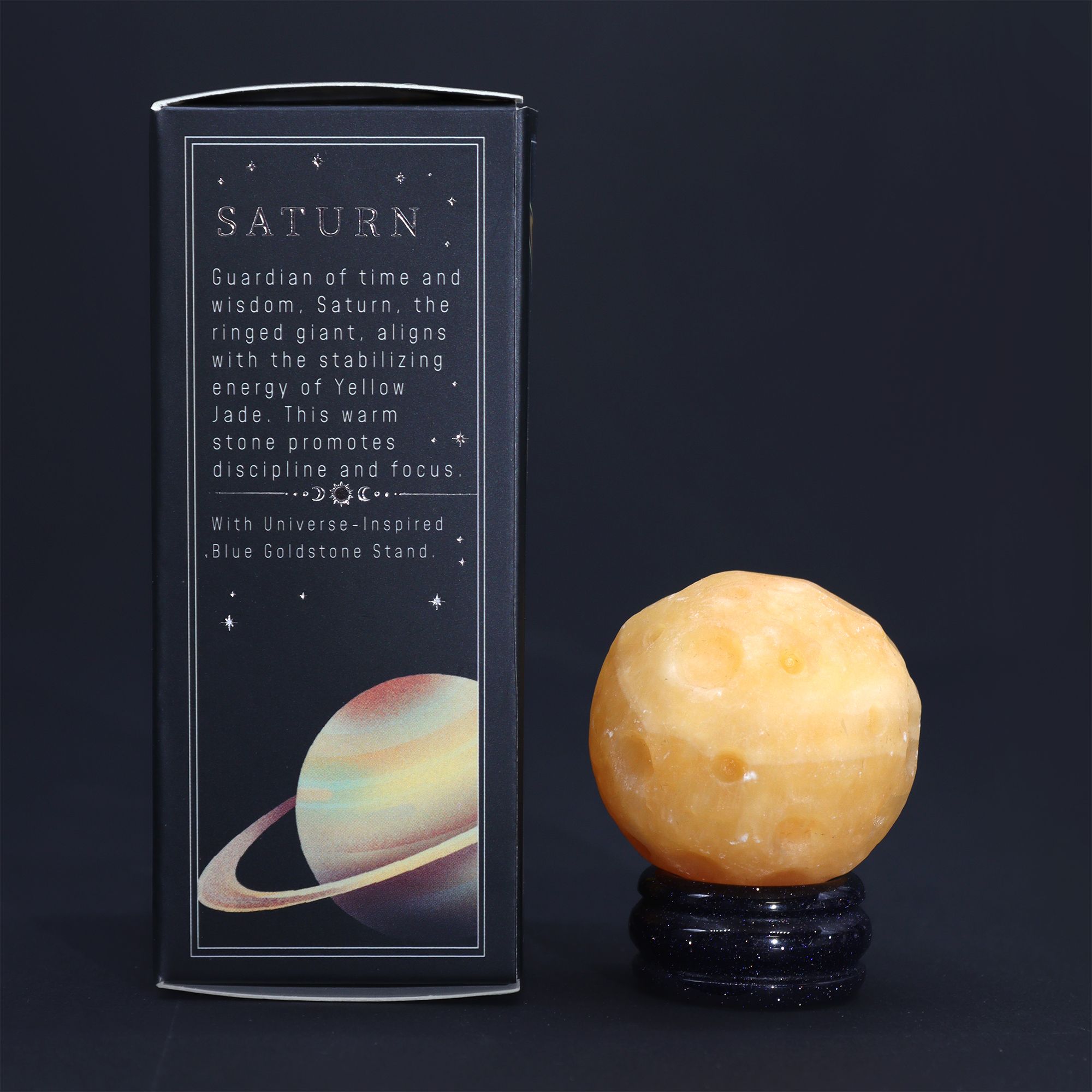 Yellow Jade Planet on a Sola Goldstone Stand (SATURN) - Image 6