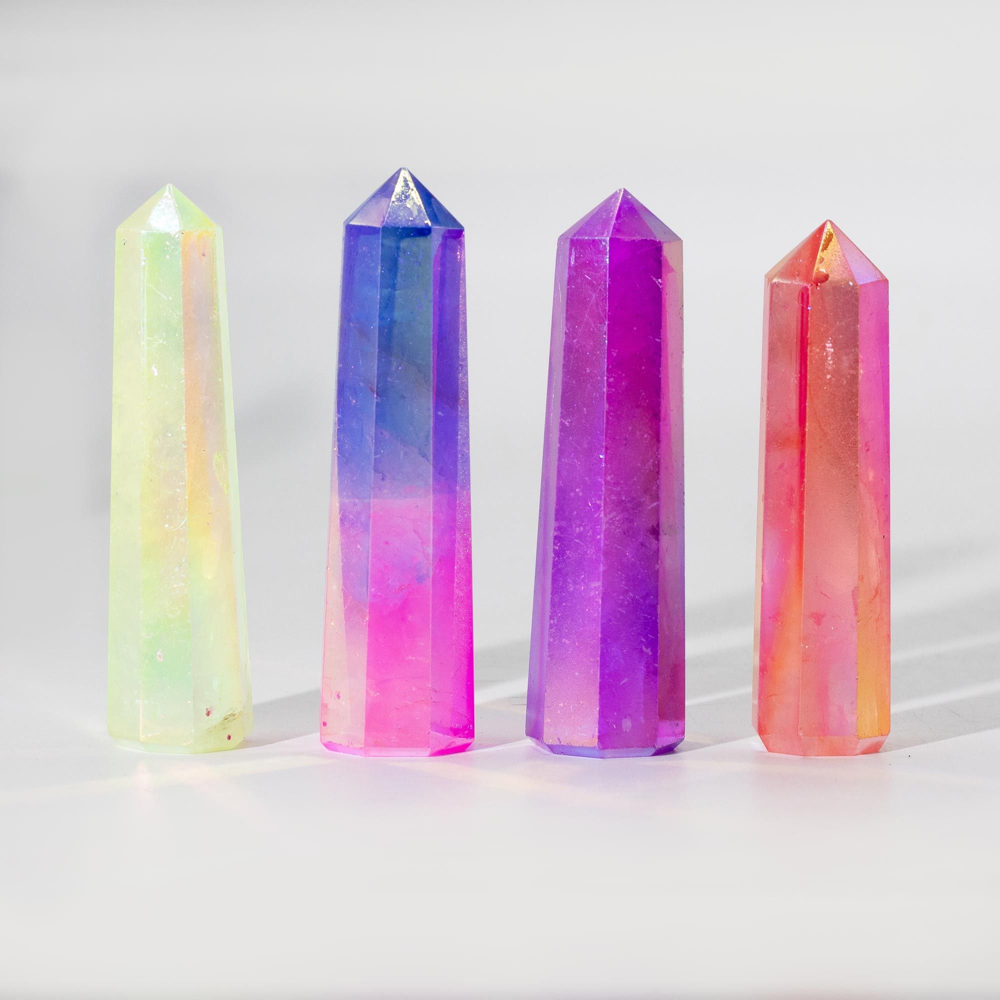 Gemstone Obelisk Point approx 9cm - Aurura Crystal Quartz - Pink & Blue - Image 2
