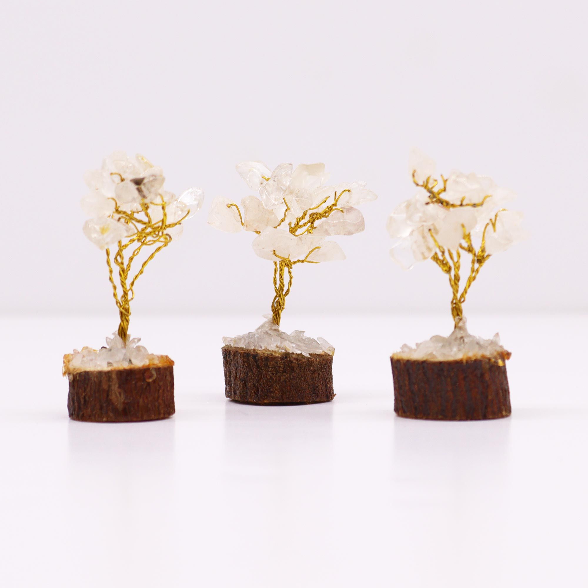 Mini Gemstone Tree On Wood Base - Rock Quartz (15 stones) - Image 5
