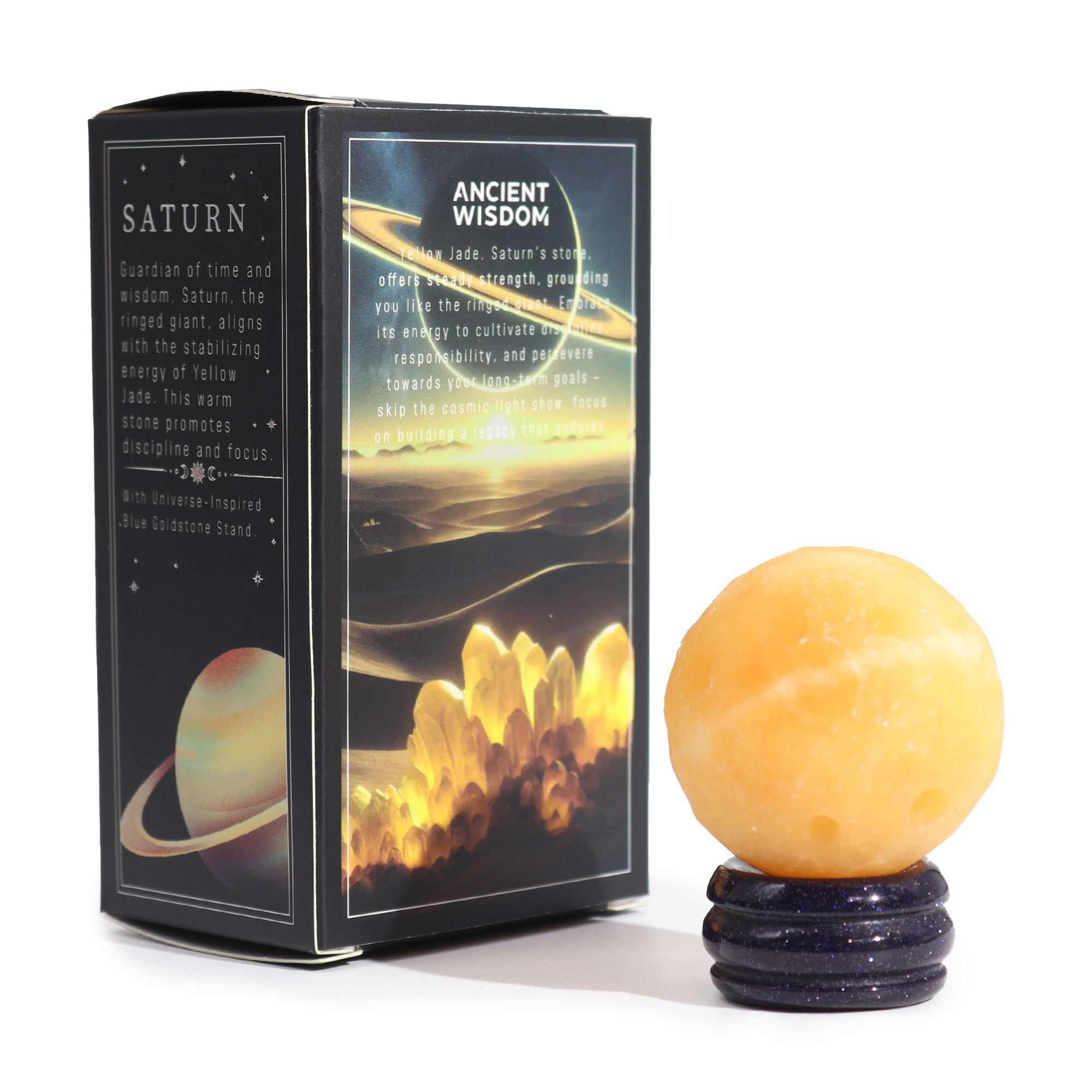 Yellow Jade Planet on a Sola Goldstone Stand (SATURN) - Image 4