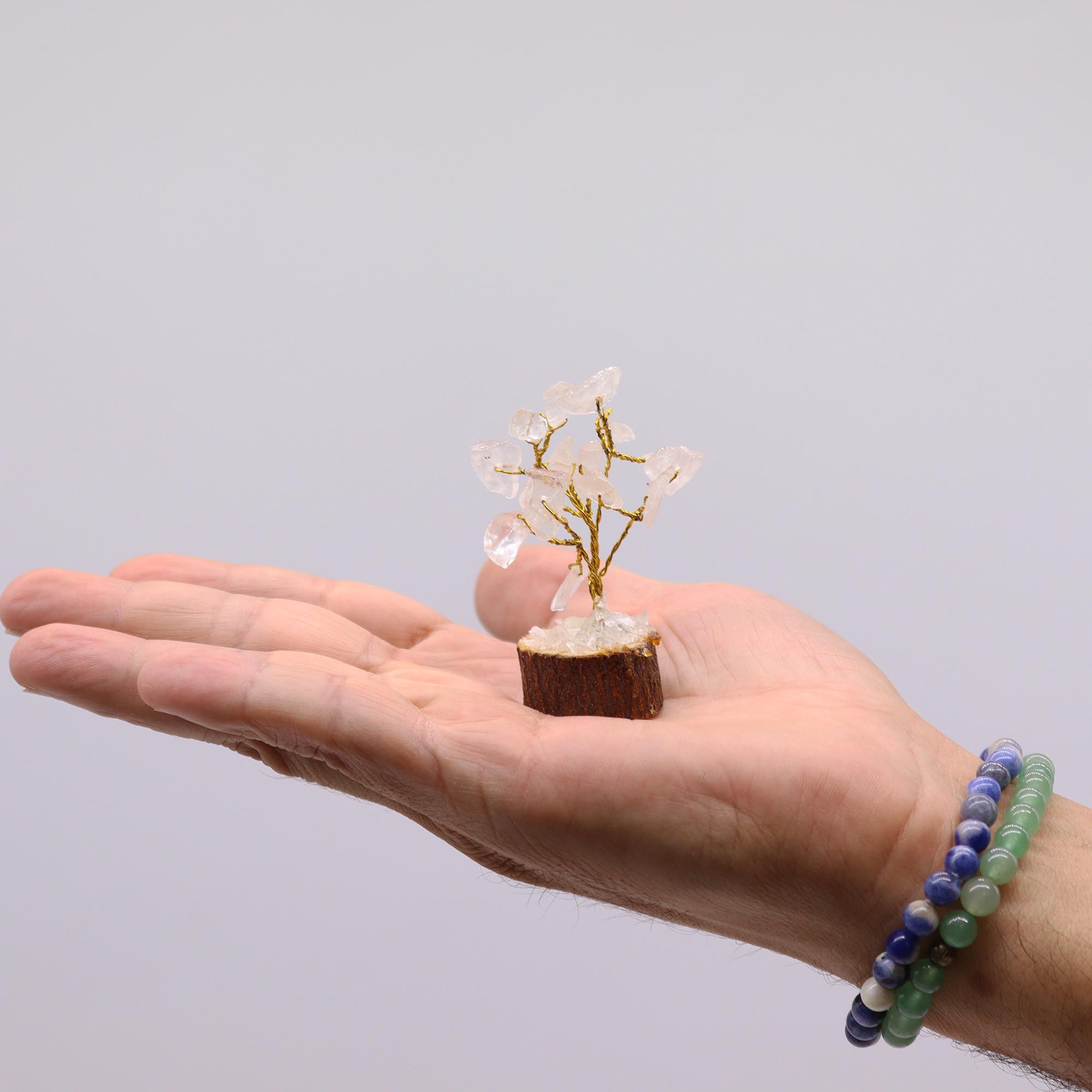 Mini Gemstone Tree On Wood Base - Rock Quartz (15 stones) - Image 4