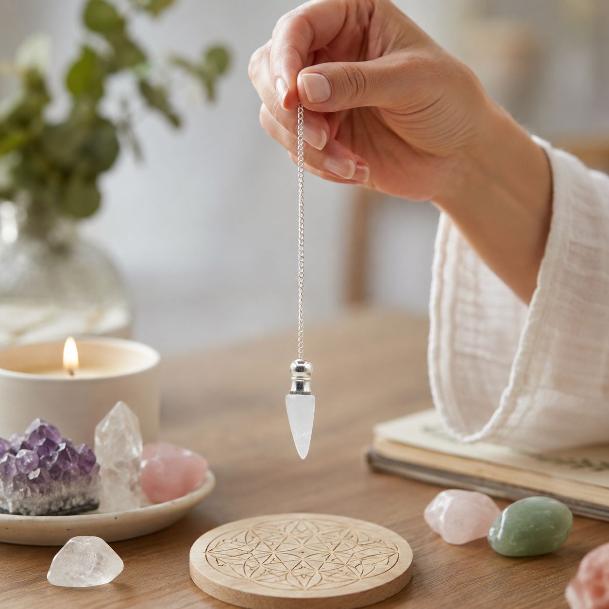 Secret Cavity Discovery of Truth Pendulum - Clear Quartz - Silver Plated - Image 3