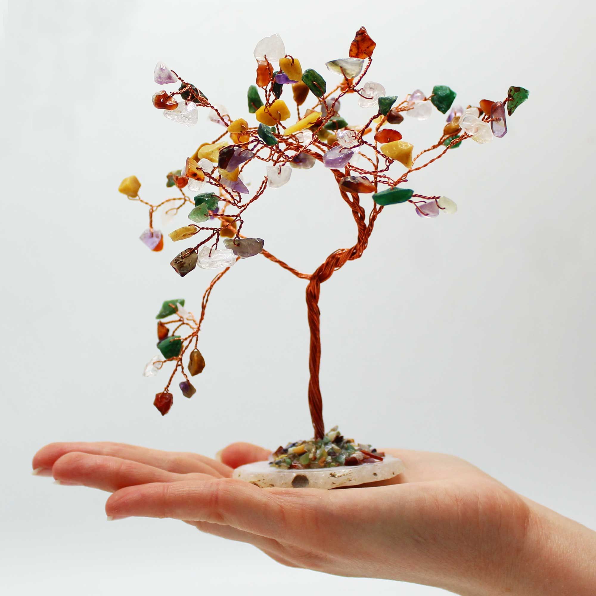 Lrg Gemstone Tree - Multi Stones on Natural Agate Base (100 stones) - Image 2