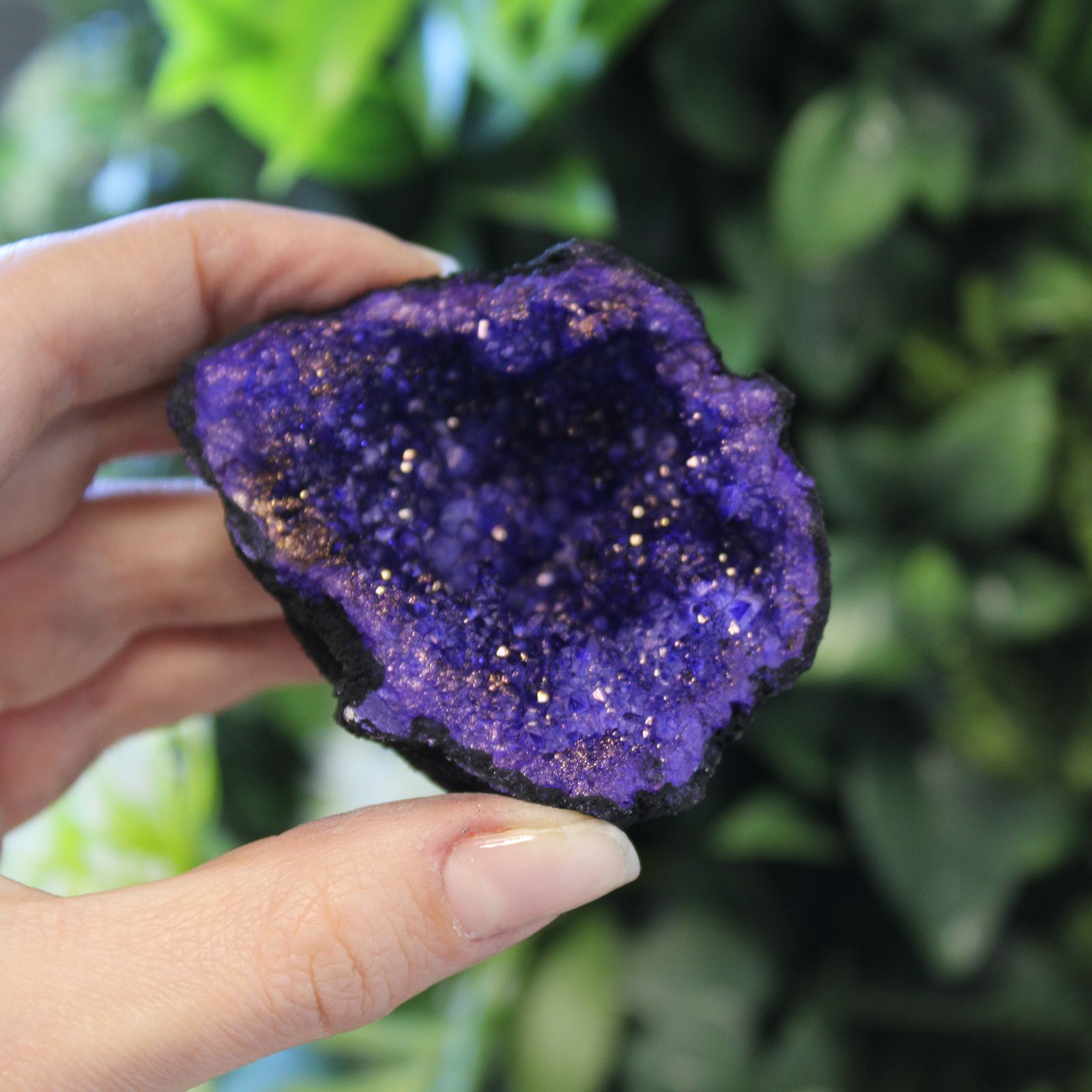 Coloured Calsite Geodes - Black Rock - Turqoise / Purple - Image 2