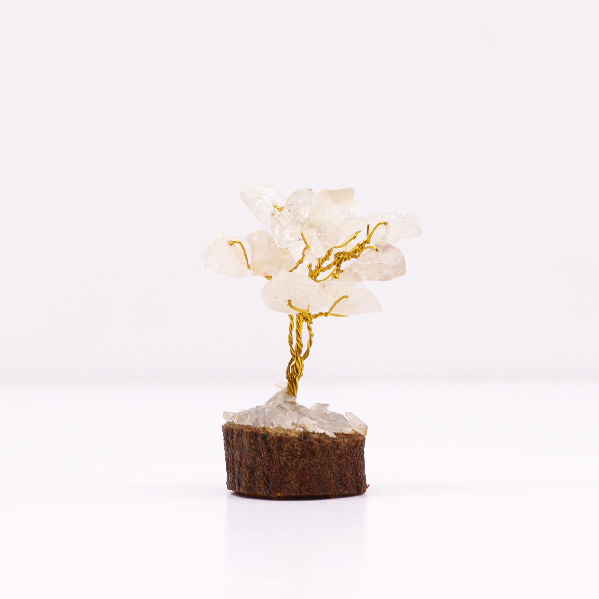 Mini Gemstone Tree On Wood Base - Rock Quartz (15 stones) - Image 3