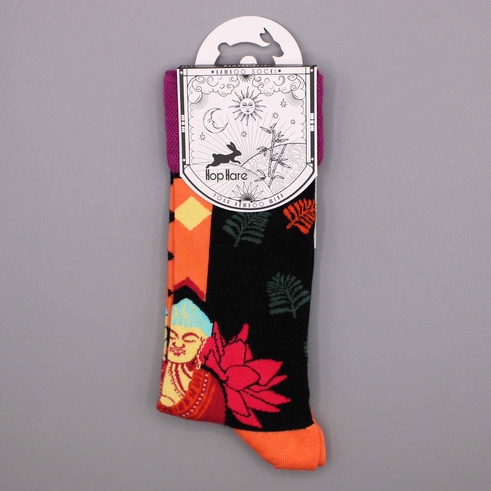 Hop Hare Bamboo Socks S/M - Pink Buddha & Lotus - Image 4