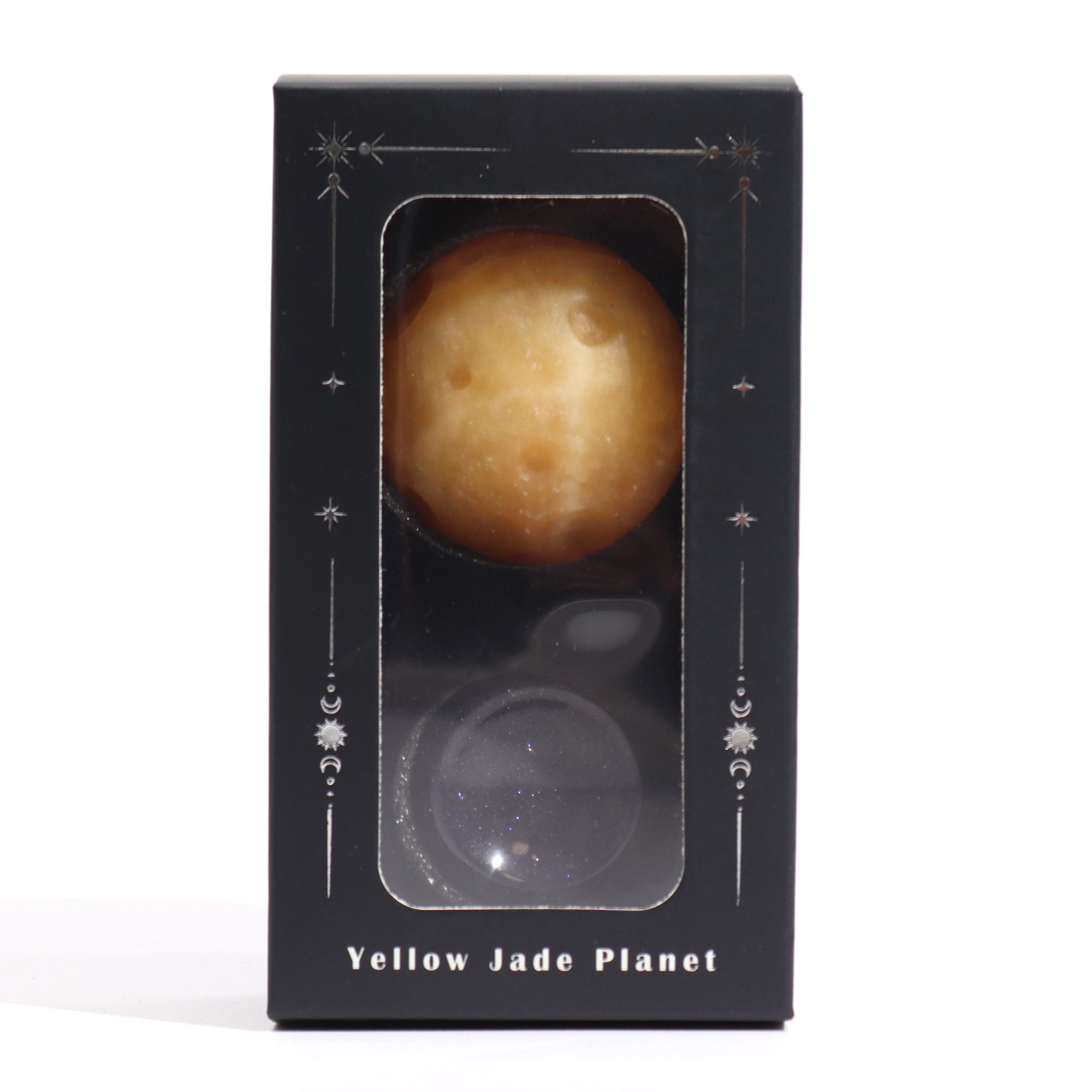 Yellow Jade Planet on a Sola Goldstone Stand (SATURN) - Image 2