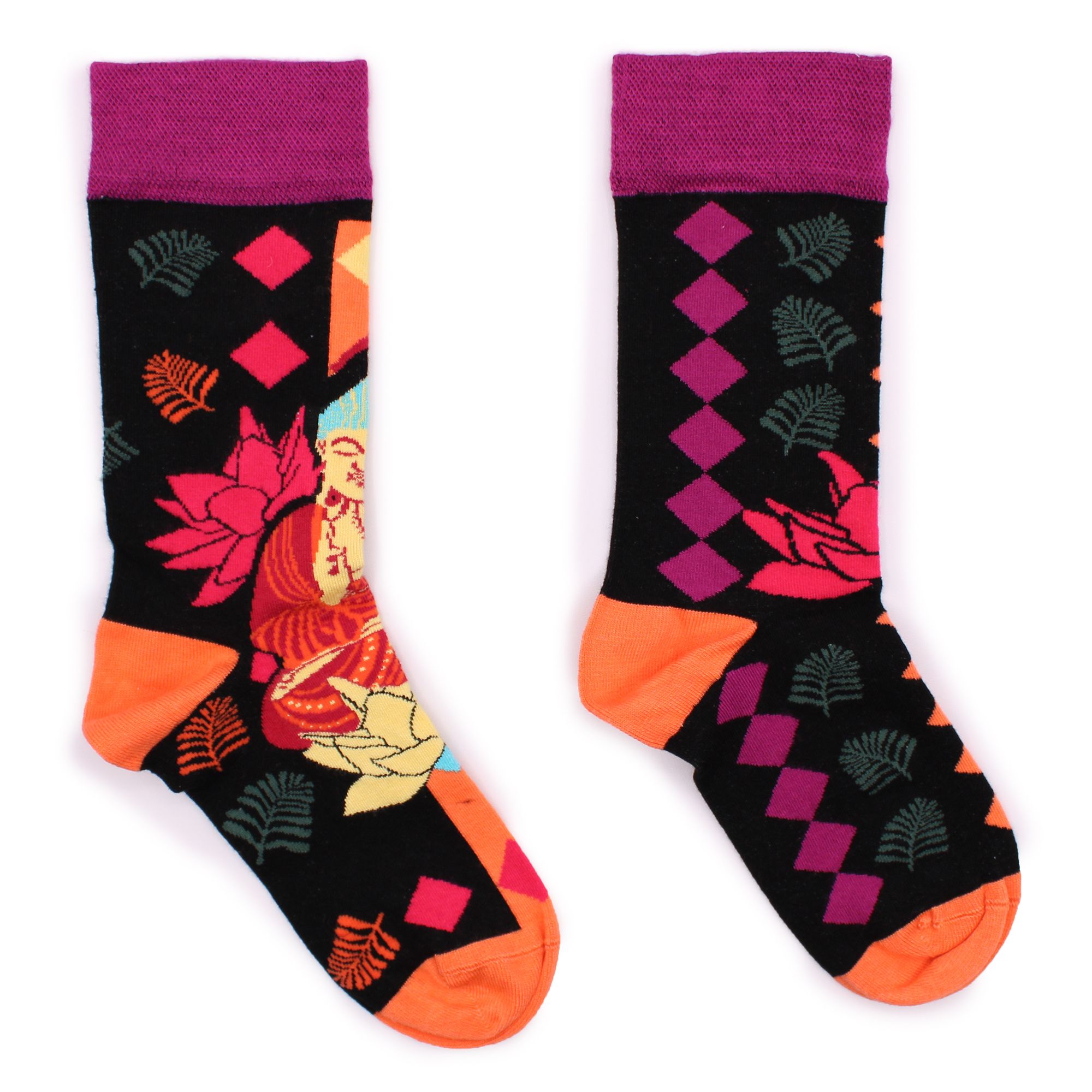 Hop Hare Bamboo Socks S/M - Pink Buddha & Lotus - Image 6