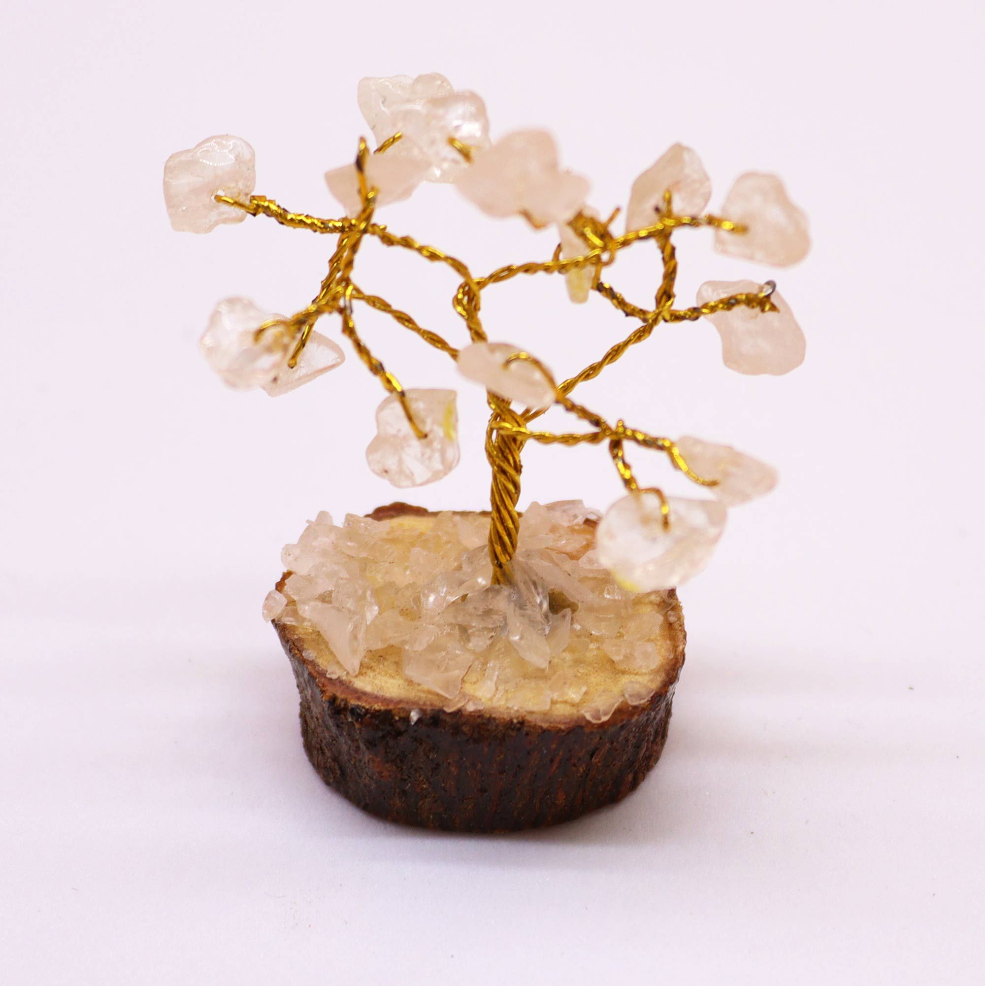 Mini Gemstone Tree On Wood Base - Rock Quartz (15 stones) - Image 2