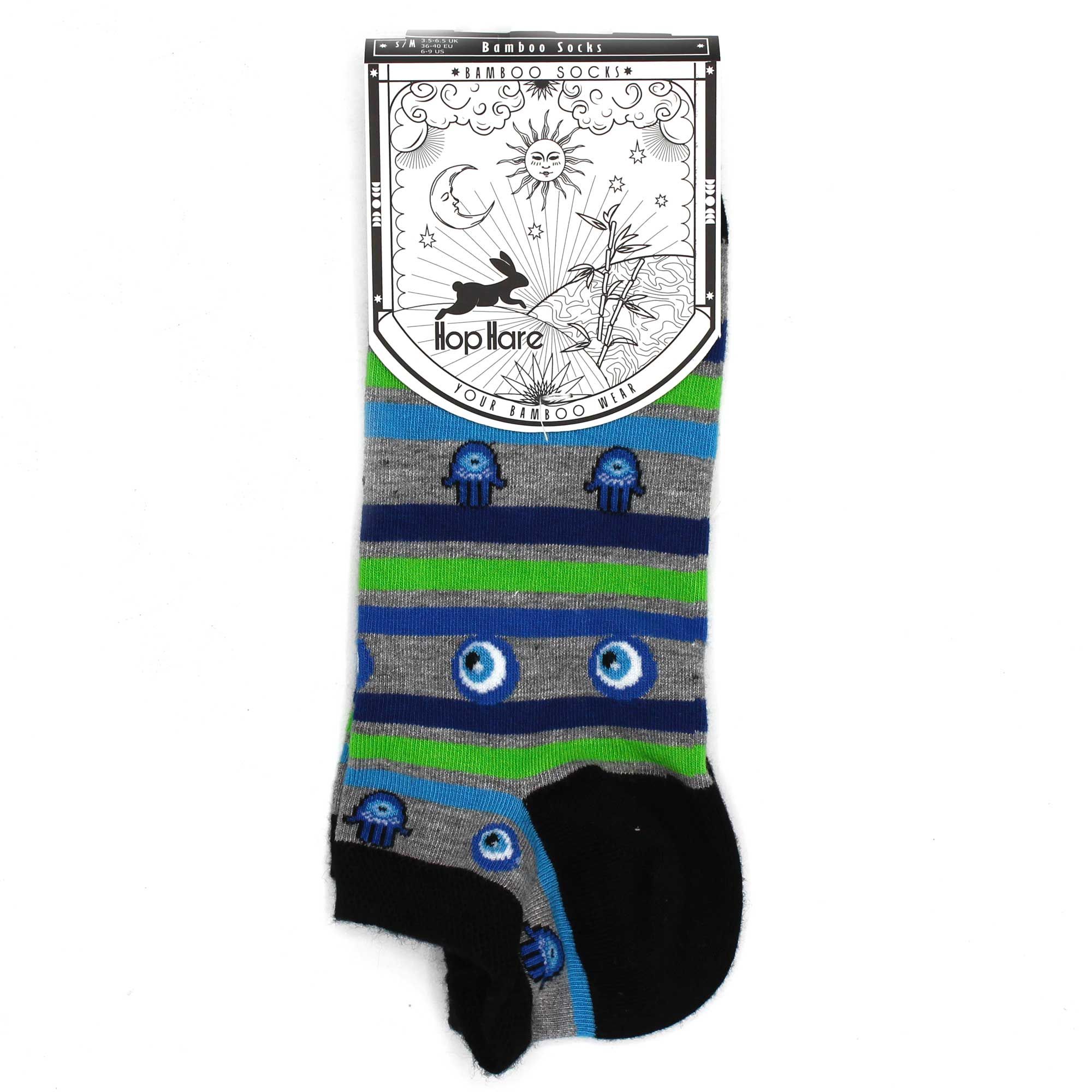 S/M Hop Hare Bamboo Socks Low (3.5-6.5) - Evil Eye & Hamsa - Image 4