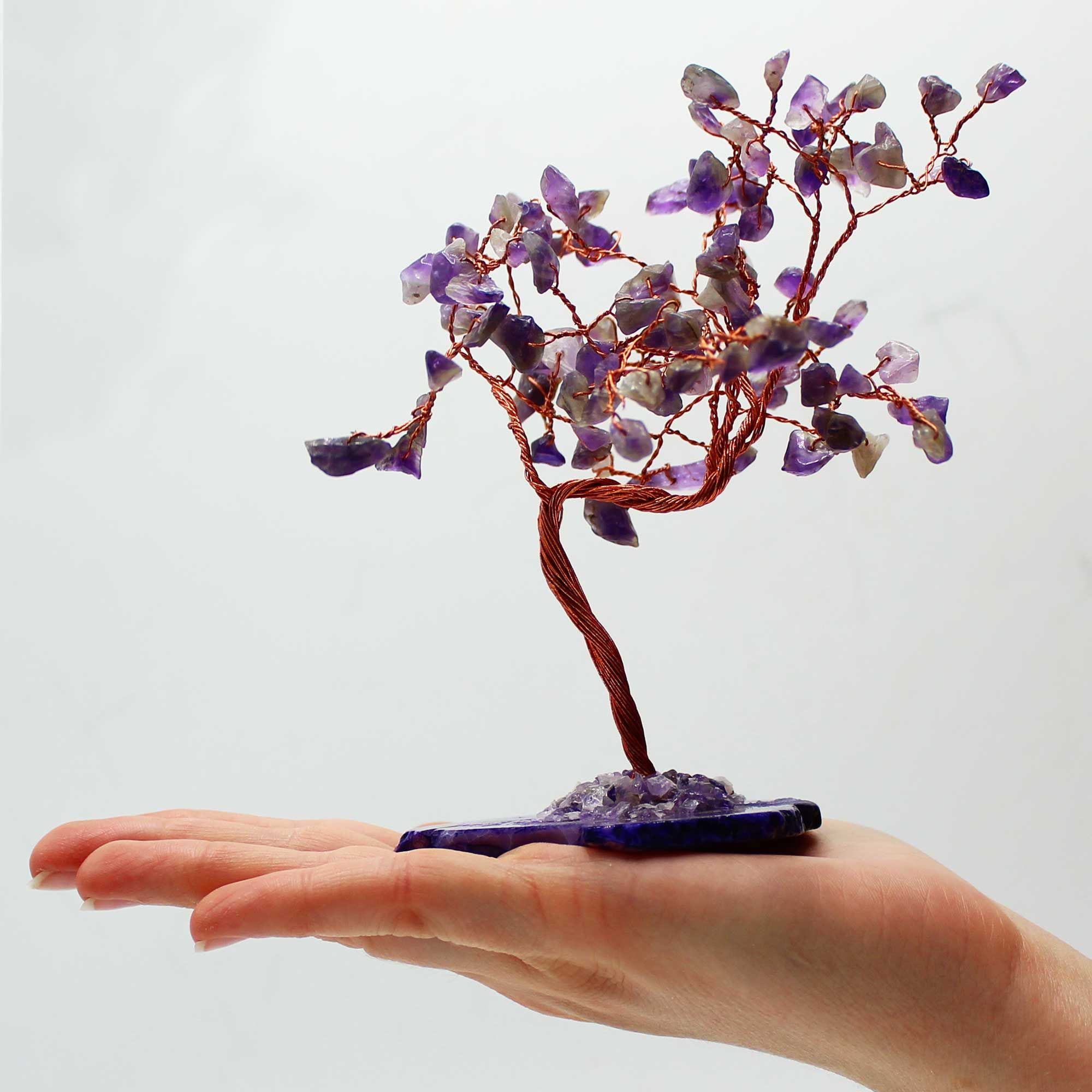 Lrg Gemstone Tree - Amethyst on Natural Agate Base (100 stones) - Image 2