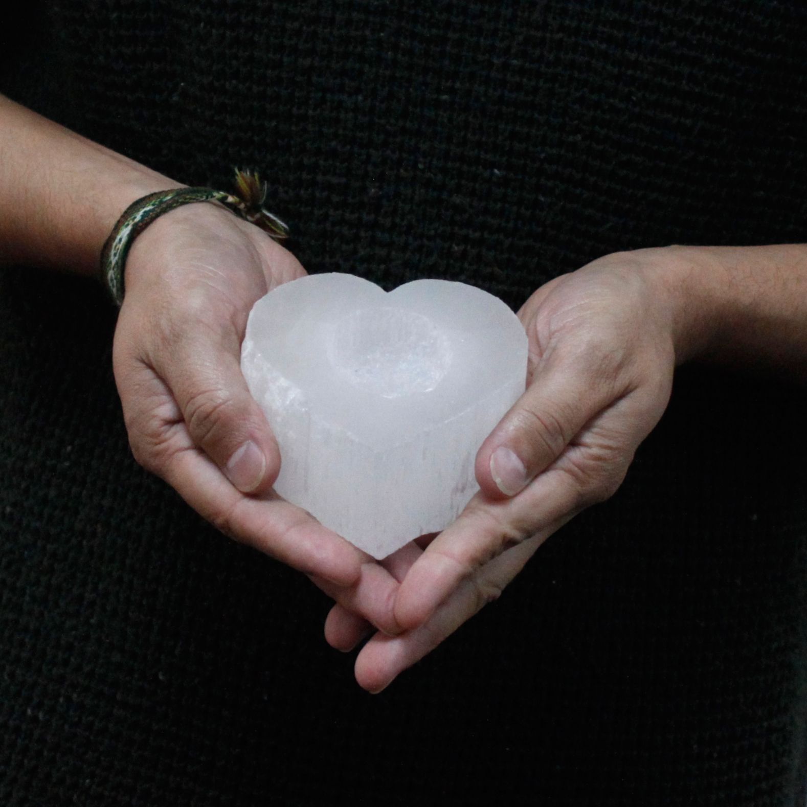 Selenite Heart Candle Holder - Image 2