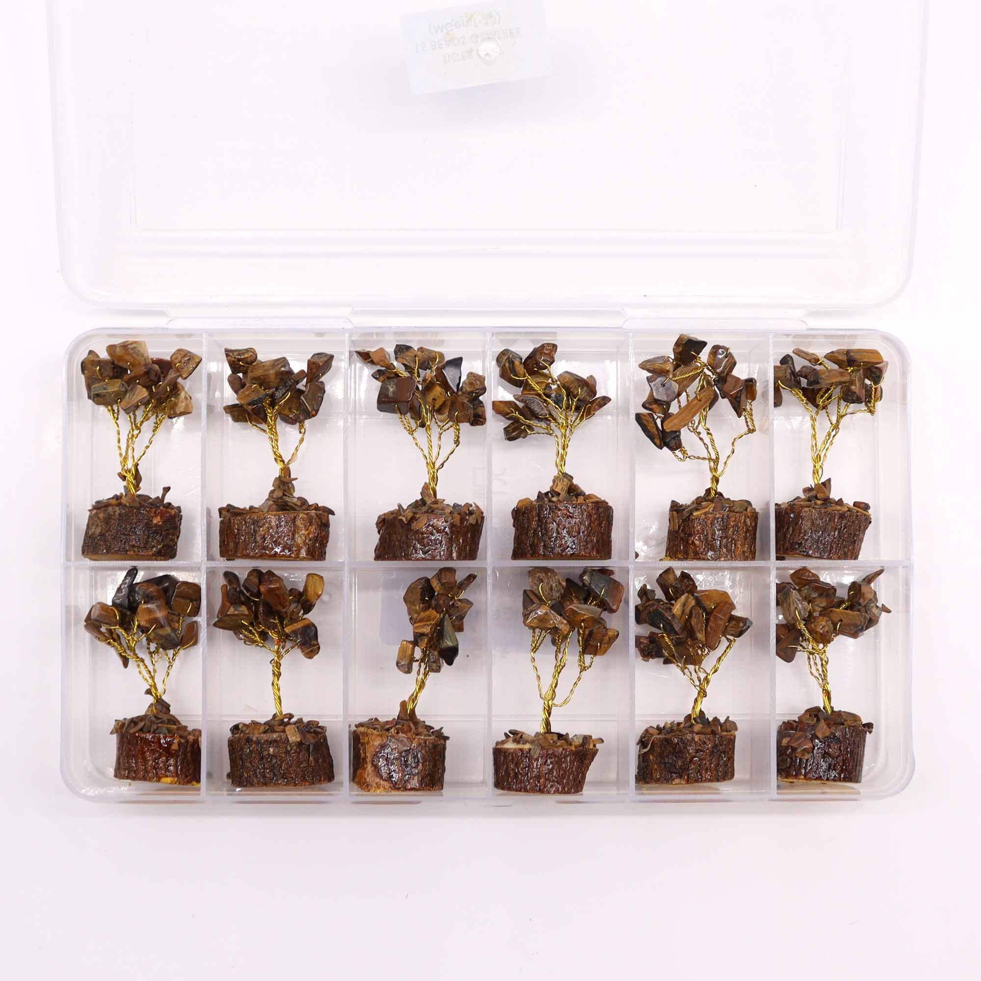 Mini Gemstone Tree On Wood Base - Tigereye (15 stones) - Image 6