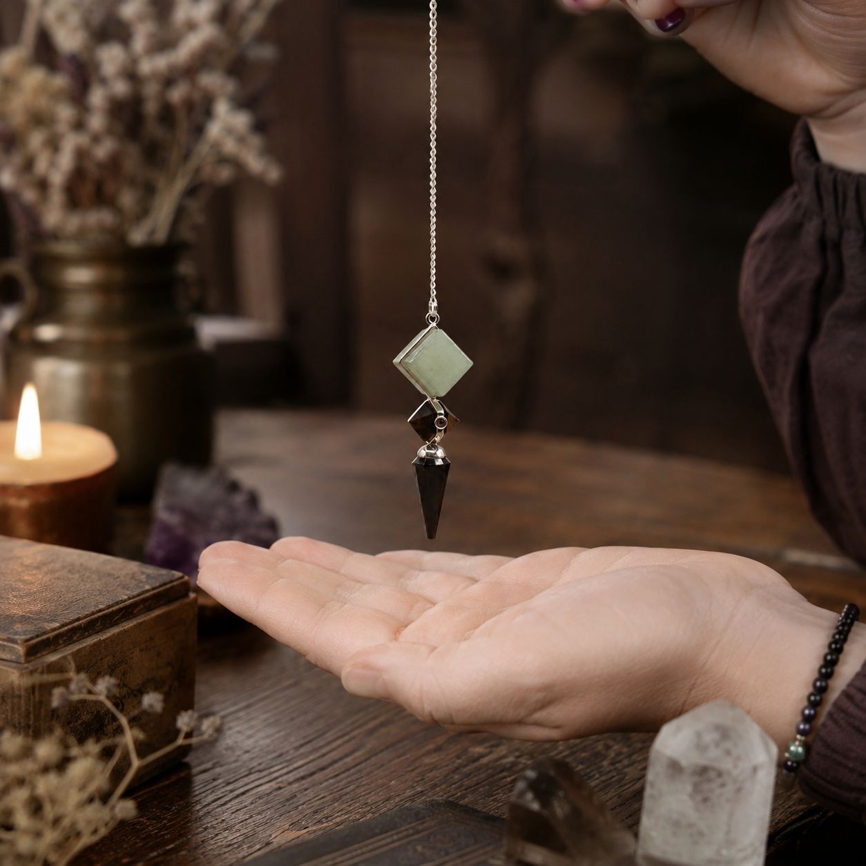 Builder of Realms - Three Piece Pendulum - Black Agate - Green Aventurine - Tiger Eye - Image 3