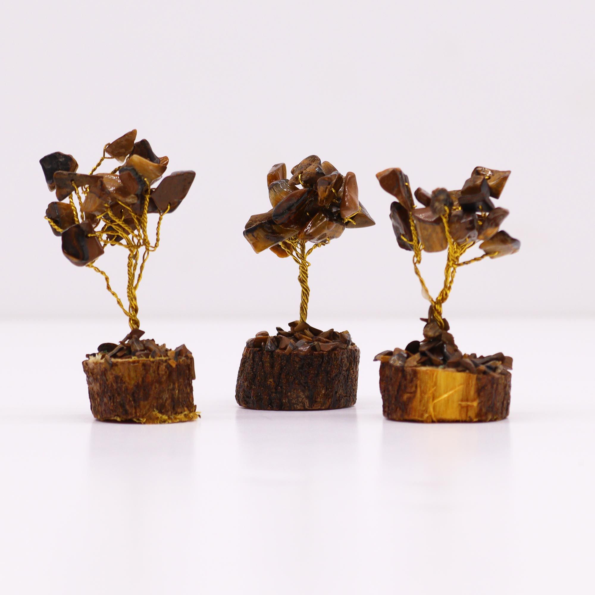 Mini Gemstone Tree On Wood Base - Tigereye (15 stones) - Image 5
