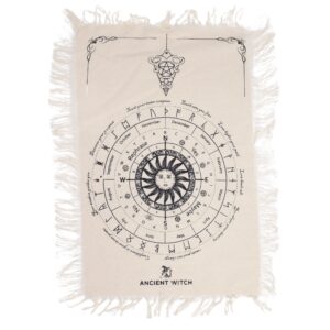 Ancient Witch Pendulum Divination Cloth - Sun Face - Natural & Black