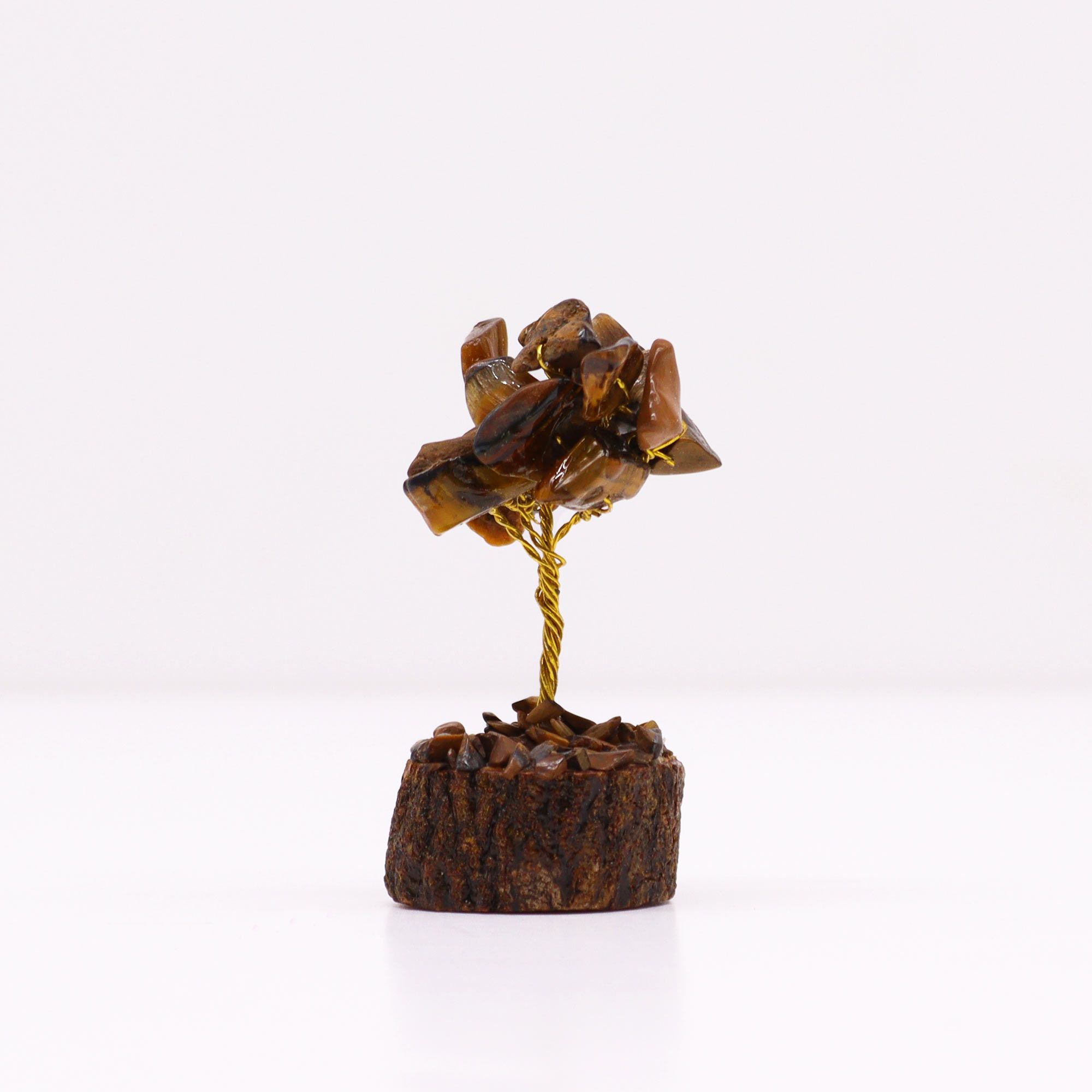Mini Gemstone Tree On Wood Base - Tigereye (15 stones) - Image 3