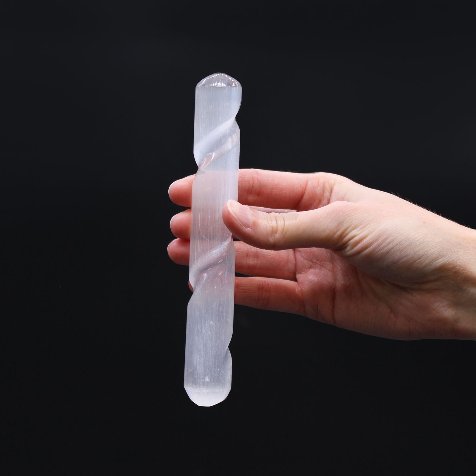 Selenite Spiral Wand - 16 cm ( Round Both Ends) - Image 2