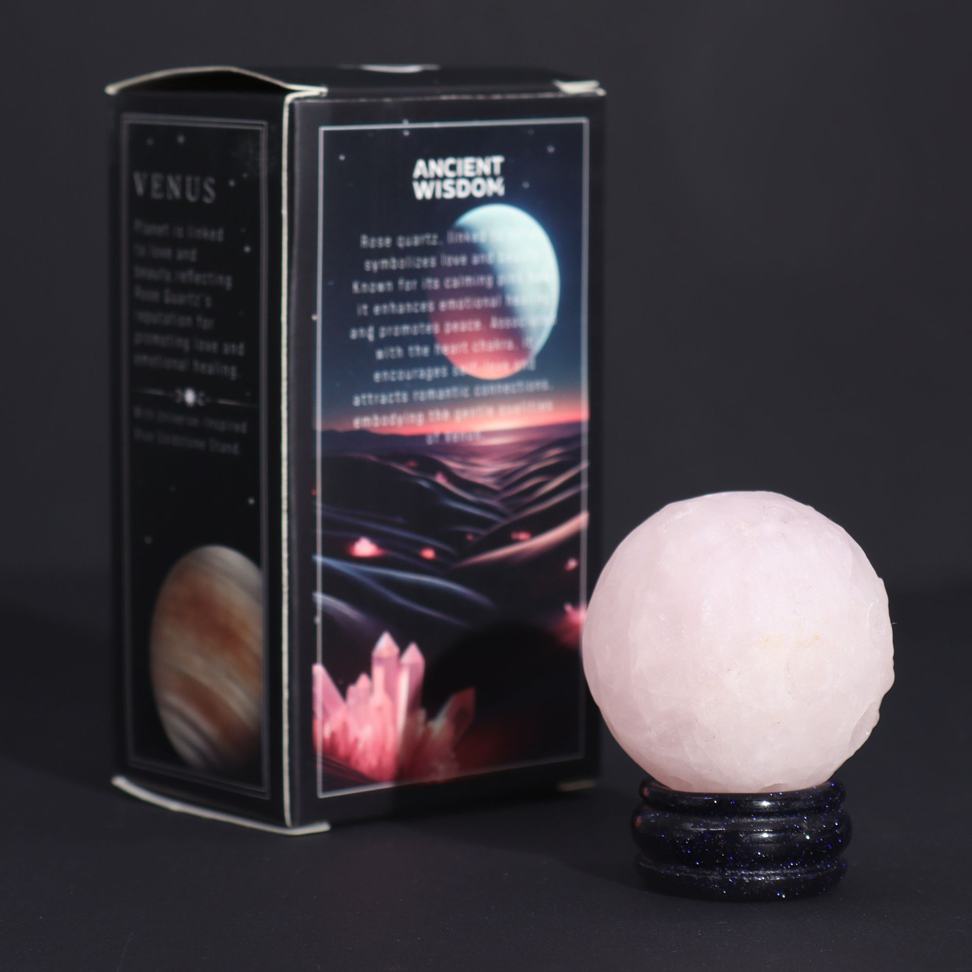 Rose Quartz Planet on a Sola Goldstone Stand (VENUS) - Image 9