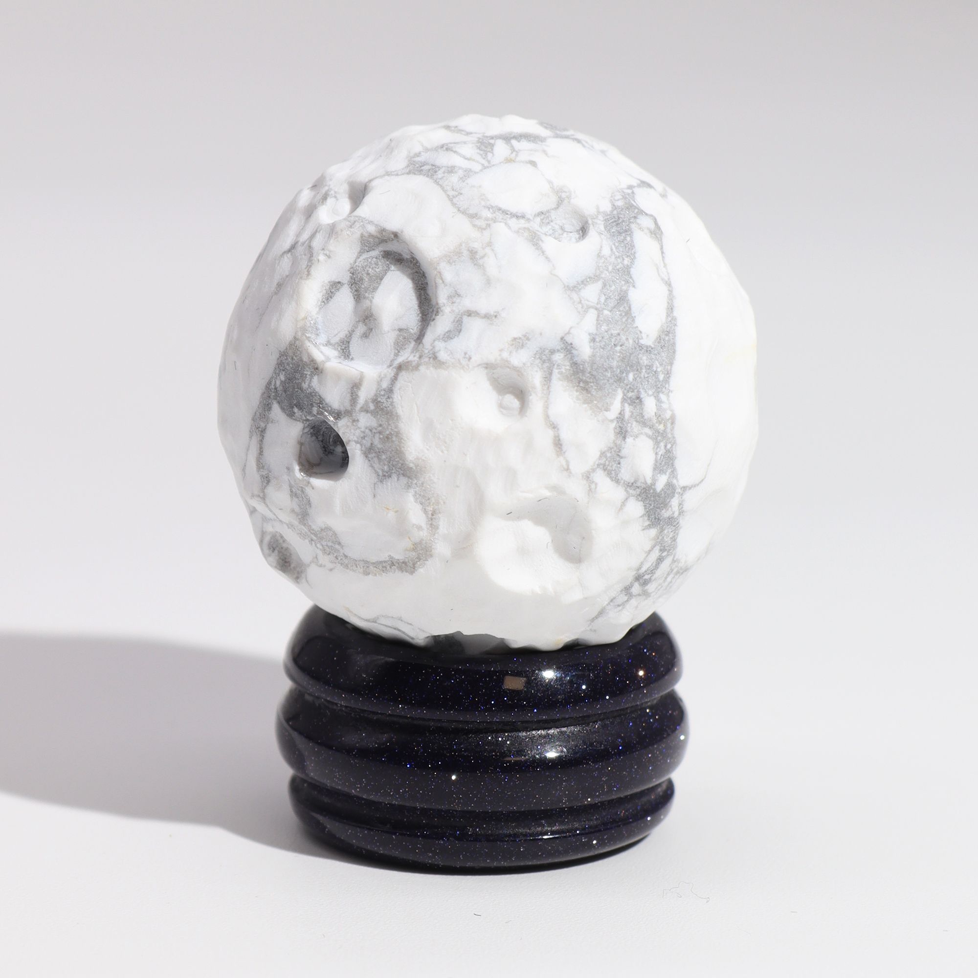 White Howlite Planet on a Sola Goldstone Stand (MOON) - Image 3