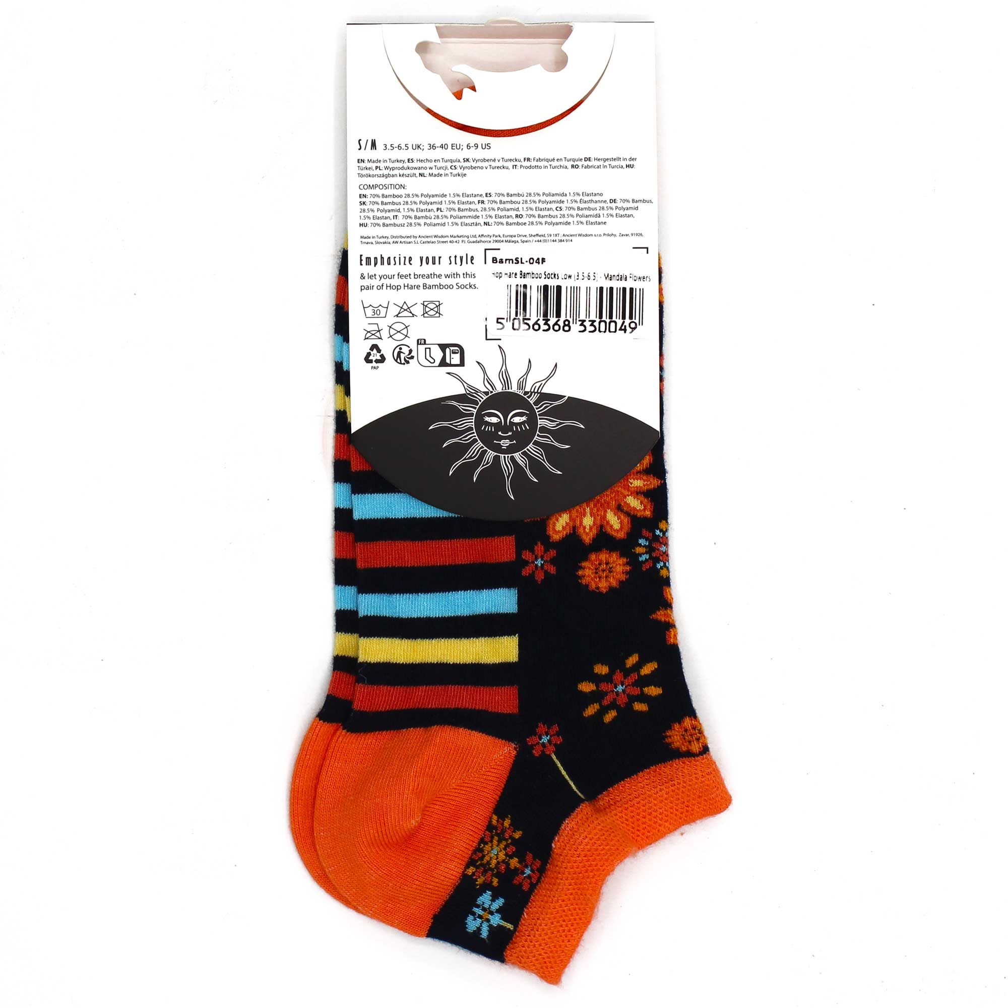 S/M Hop Hare Bamboo Socks Low (3.5-6.5) - Mandala Flowers - Image 2