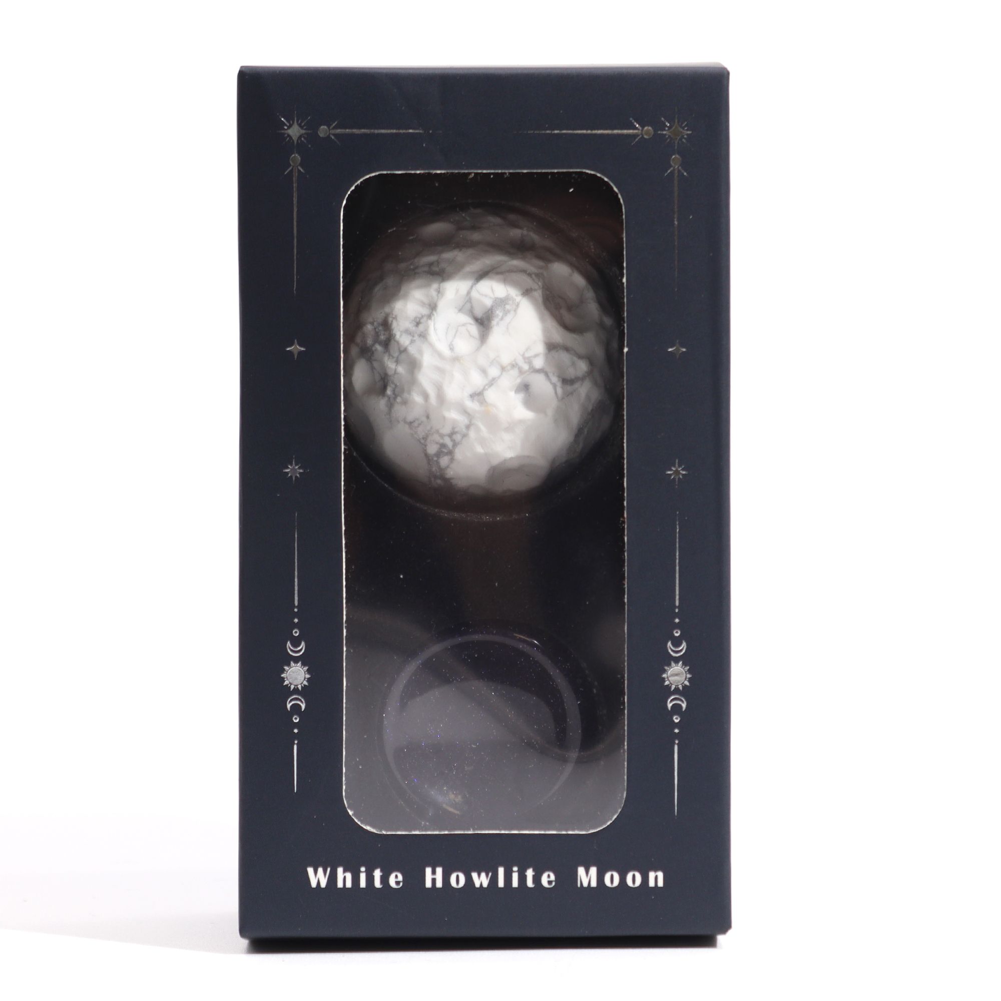 White Howlite Planet on a Sola Goldstone Stand (MOON) - Image 2