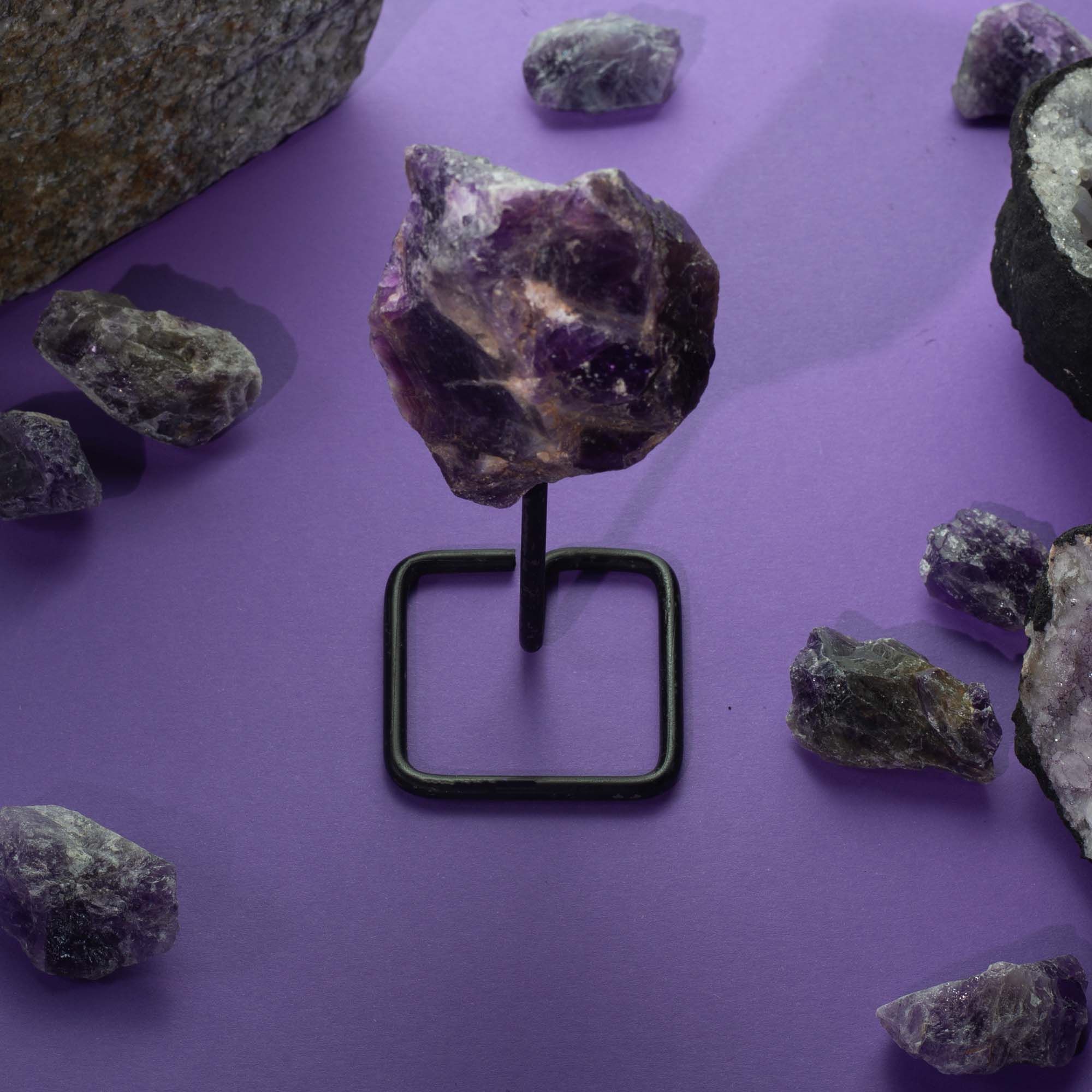 Mineral Specimen on Metal Stand - Amethyst - Image 2