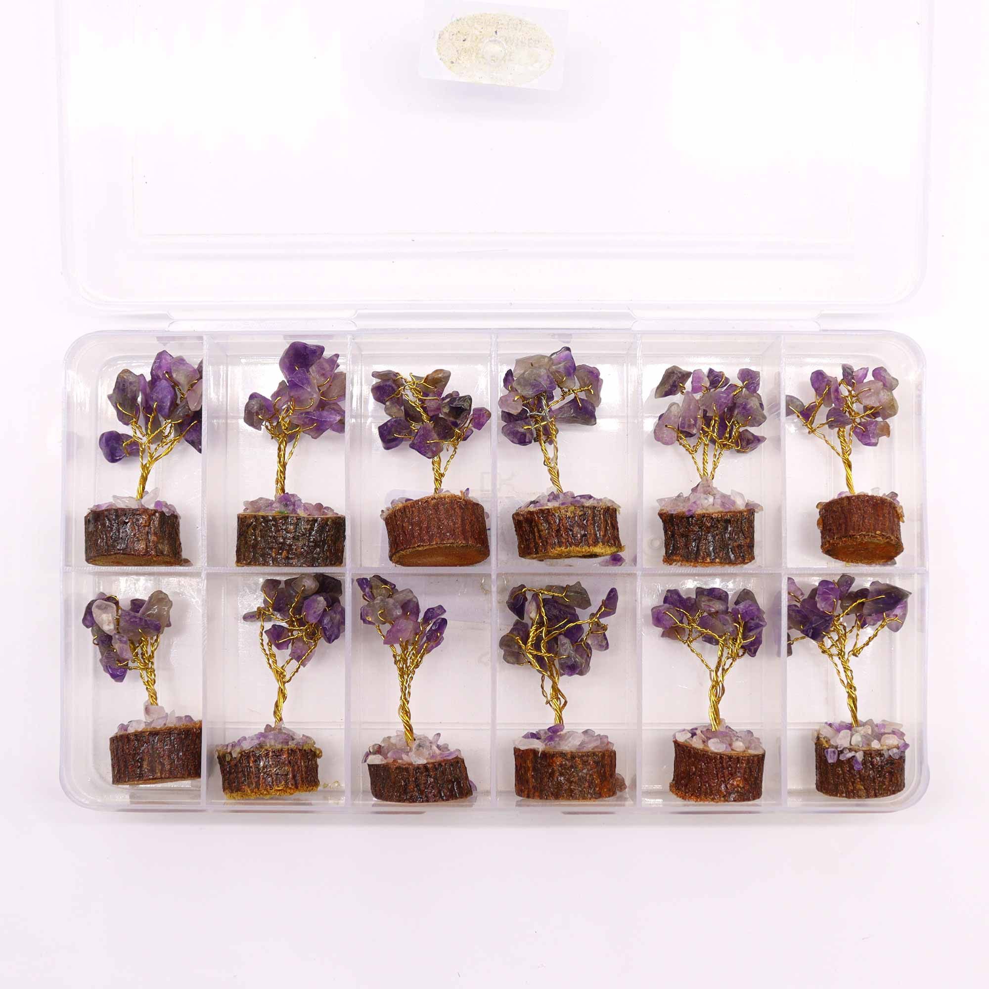 Mini Gemstone Tree On Wood Base - Amethyst (15 stones) - Image 4