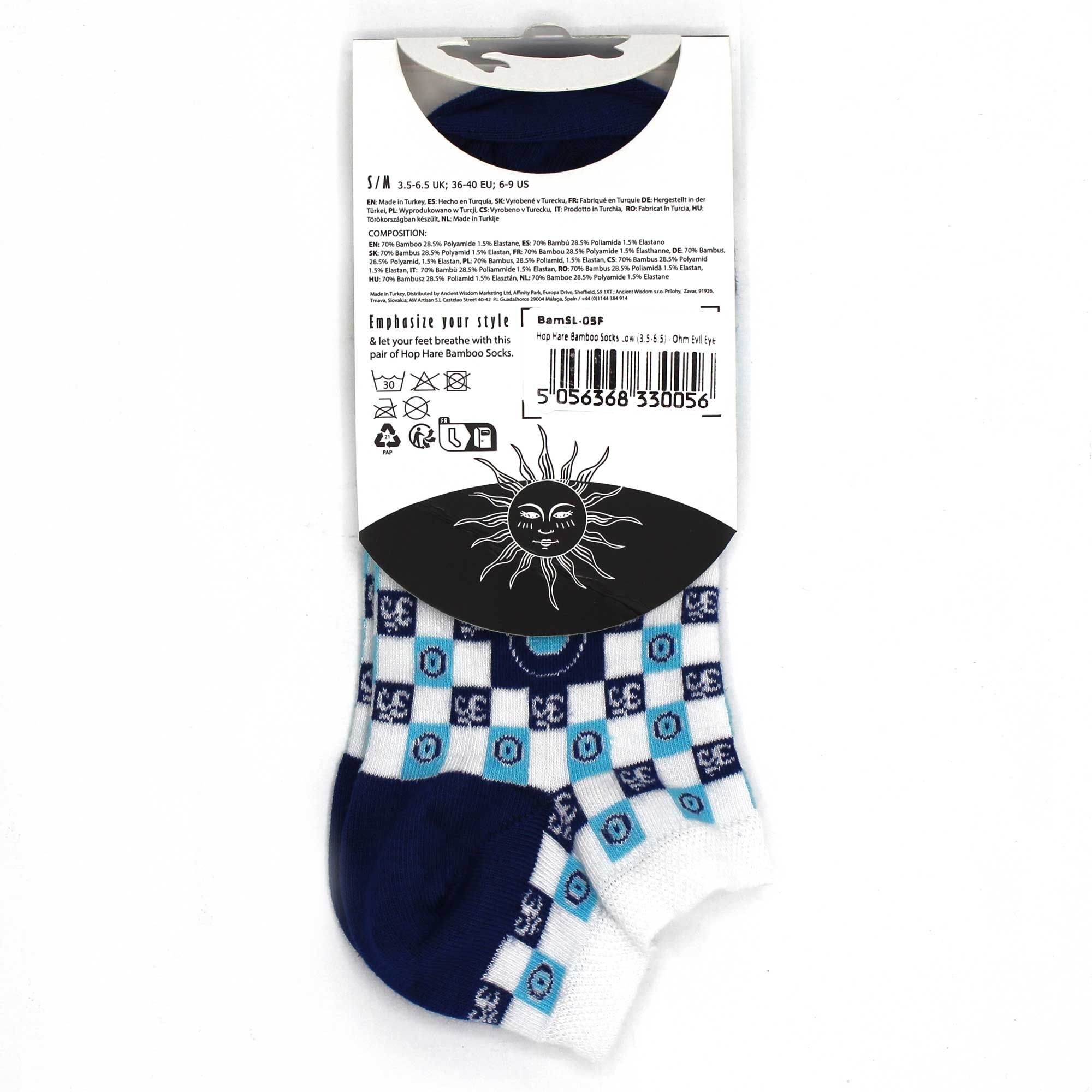 S/M Hop Hare Bamboo Socks Low (3.5-6.5) - Ohm Evil Eye - Image 3