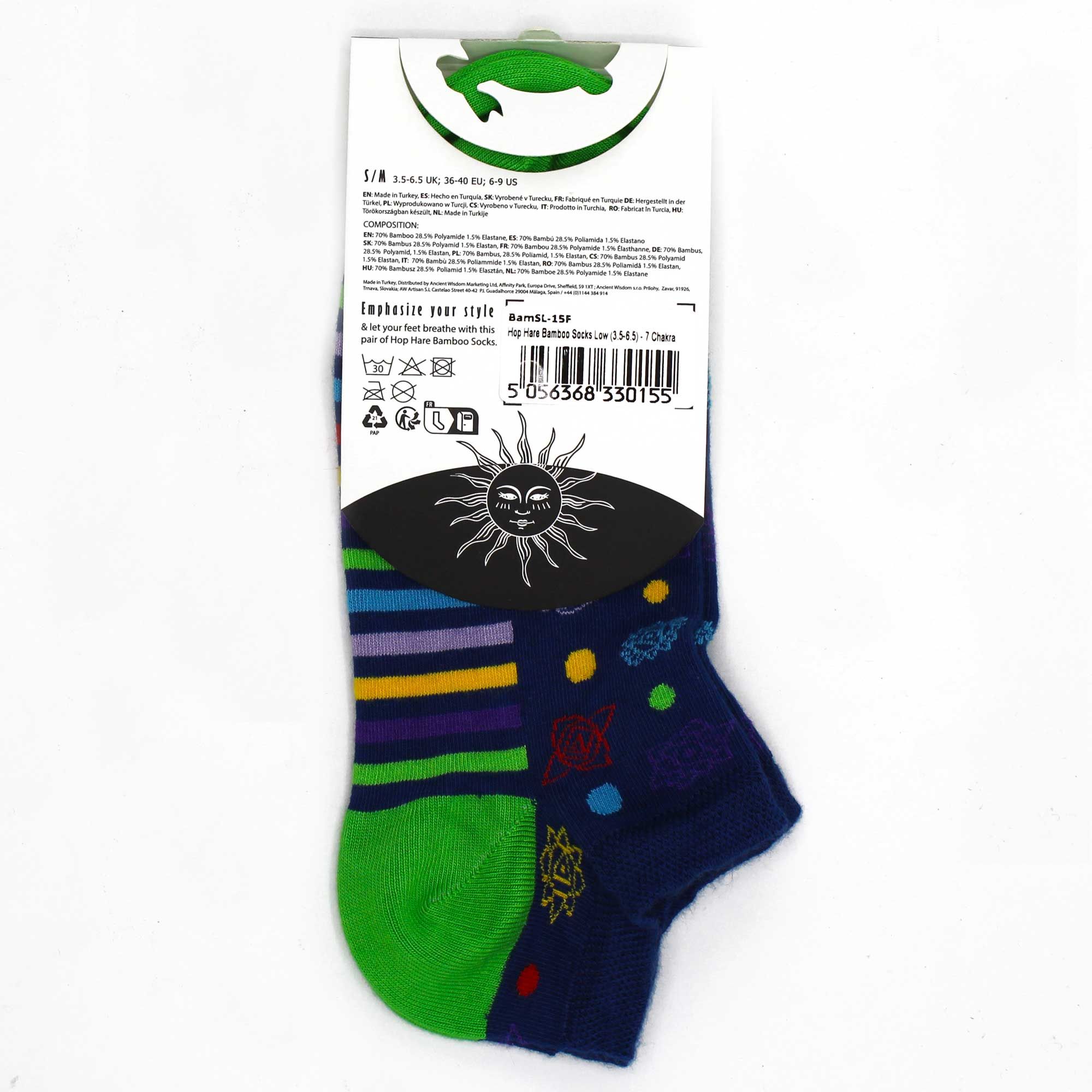 S/M Hop Hare Bamboo Socks Low (3.5-6.5) - 7 Chakra - Image 3